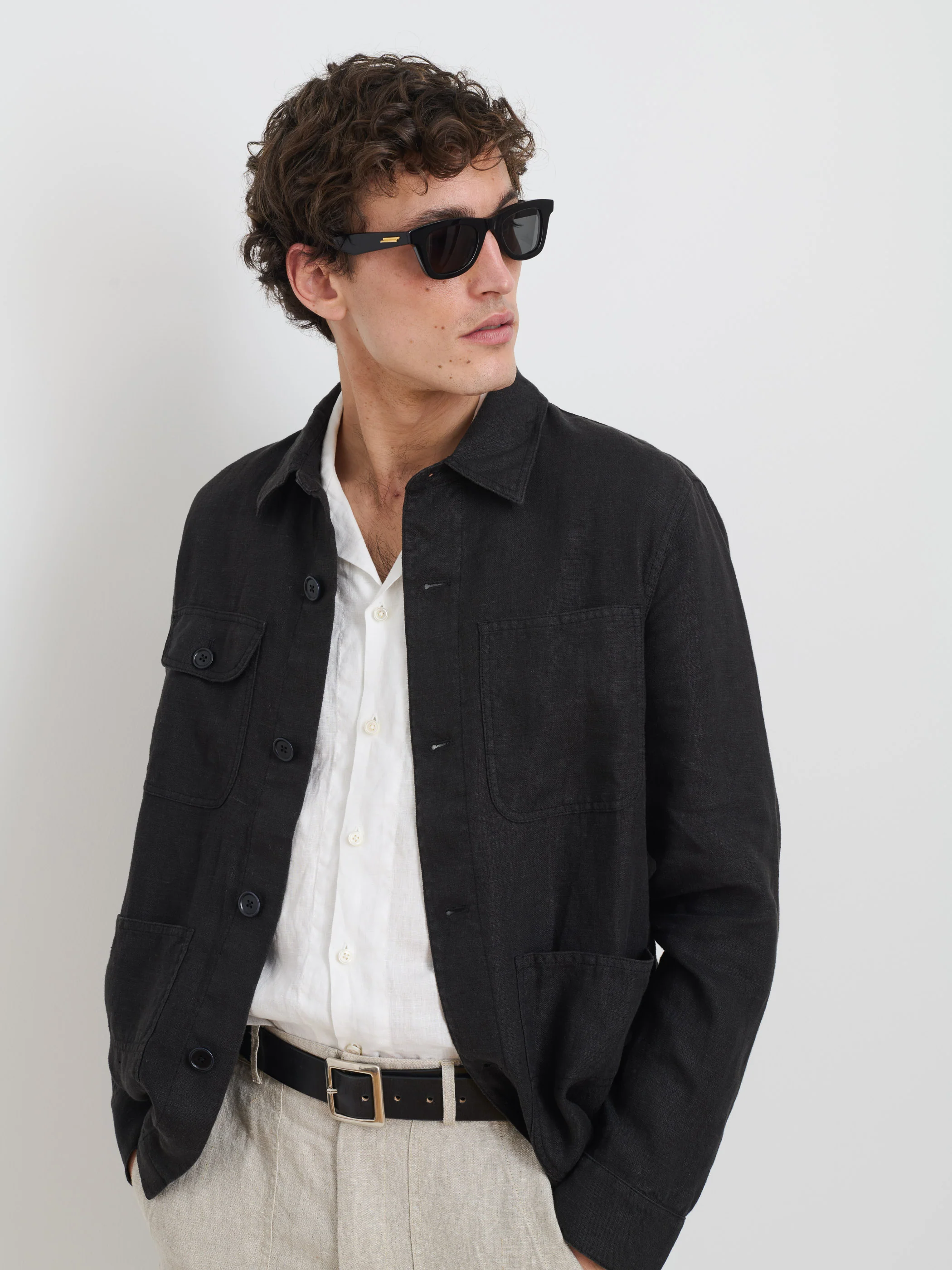 Garment Dyed Work Jacket in Linen - Image 6