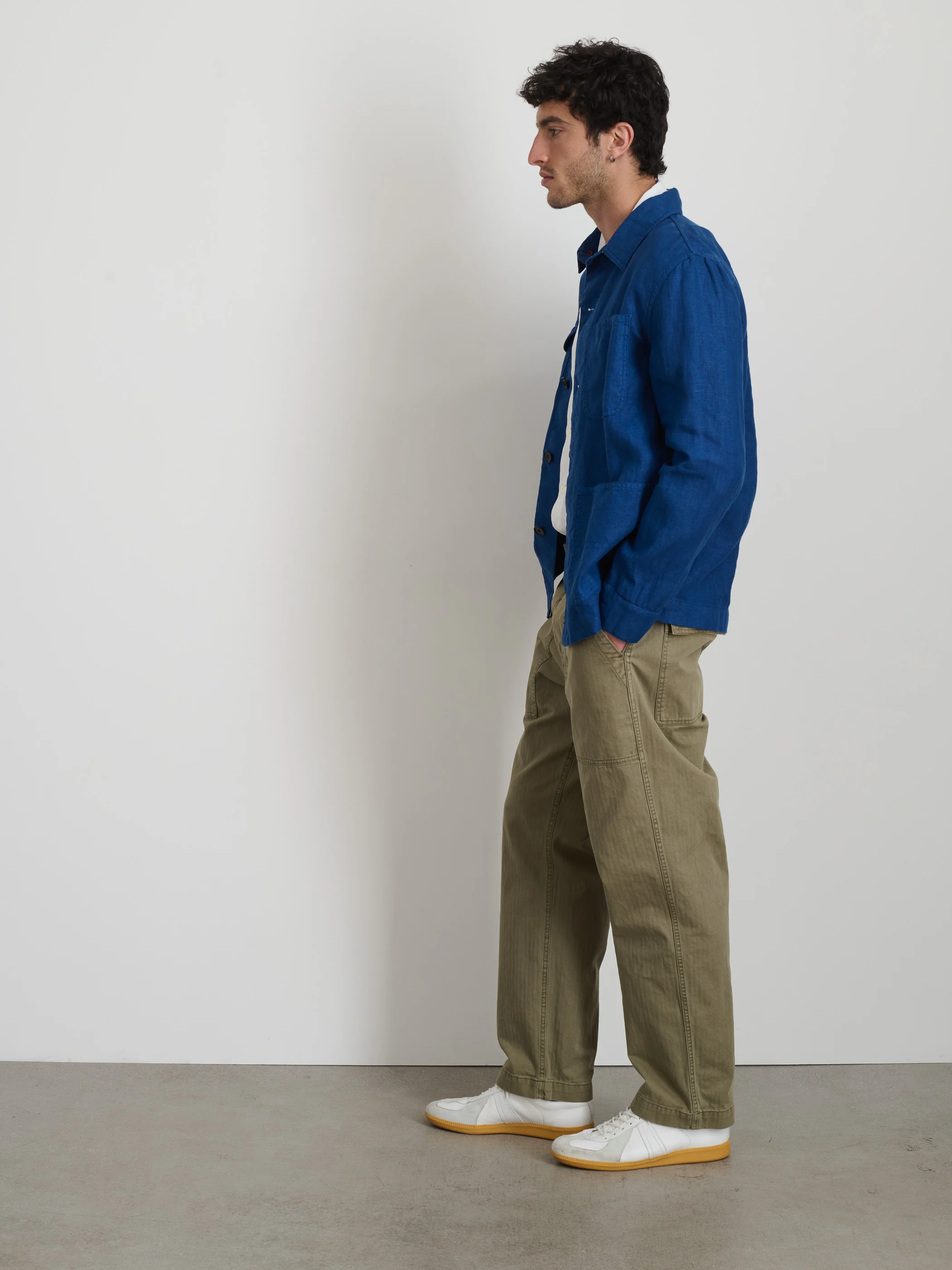 Garment Dyed Work Jacket in Linen - Image 3