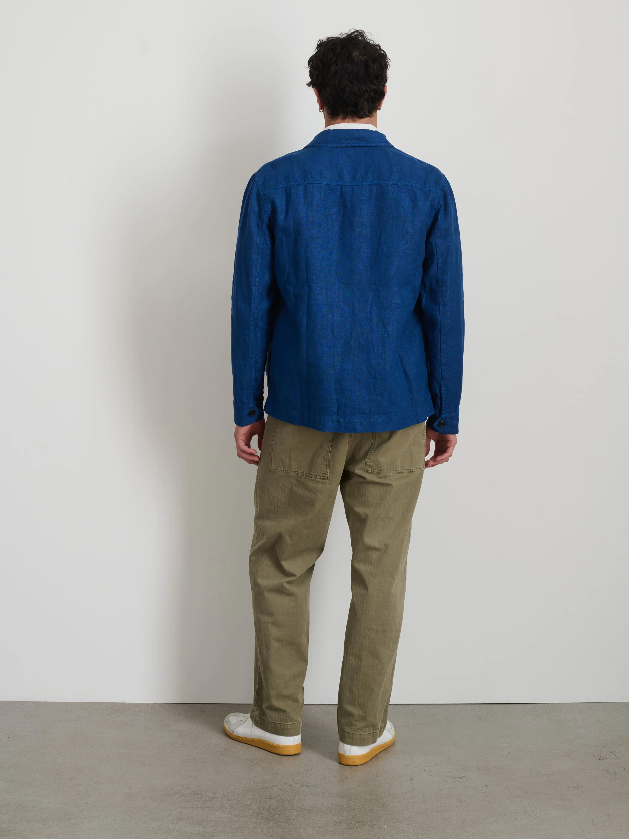 Garment Dyed Work Jacket in Linen - Image 4