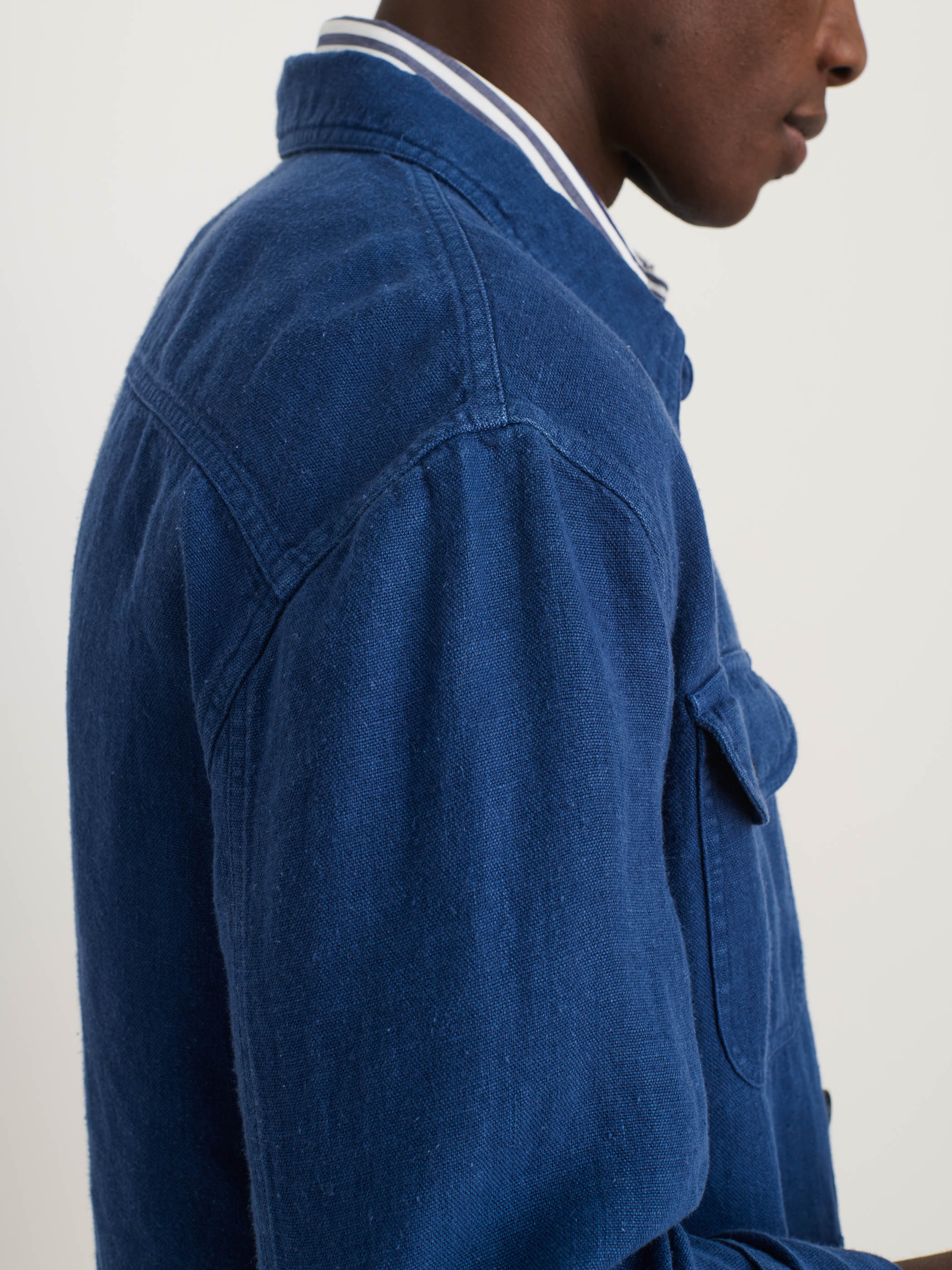 Garment Dyed Work Jacket in Linen - Image 6