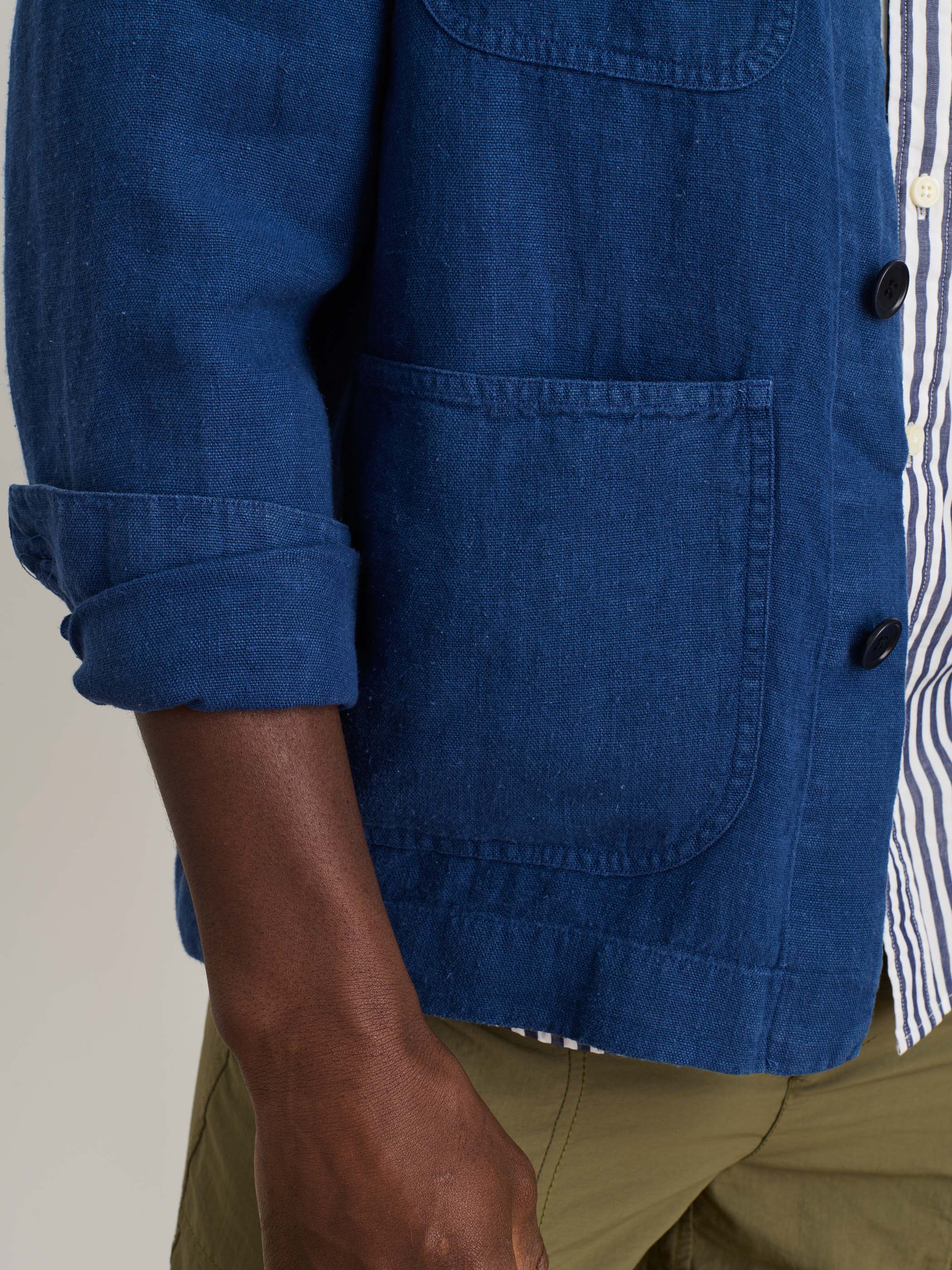 Garment Dyed Work Jacket in Linen - Image 7