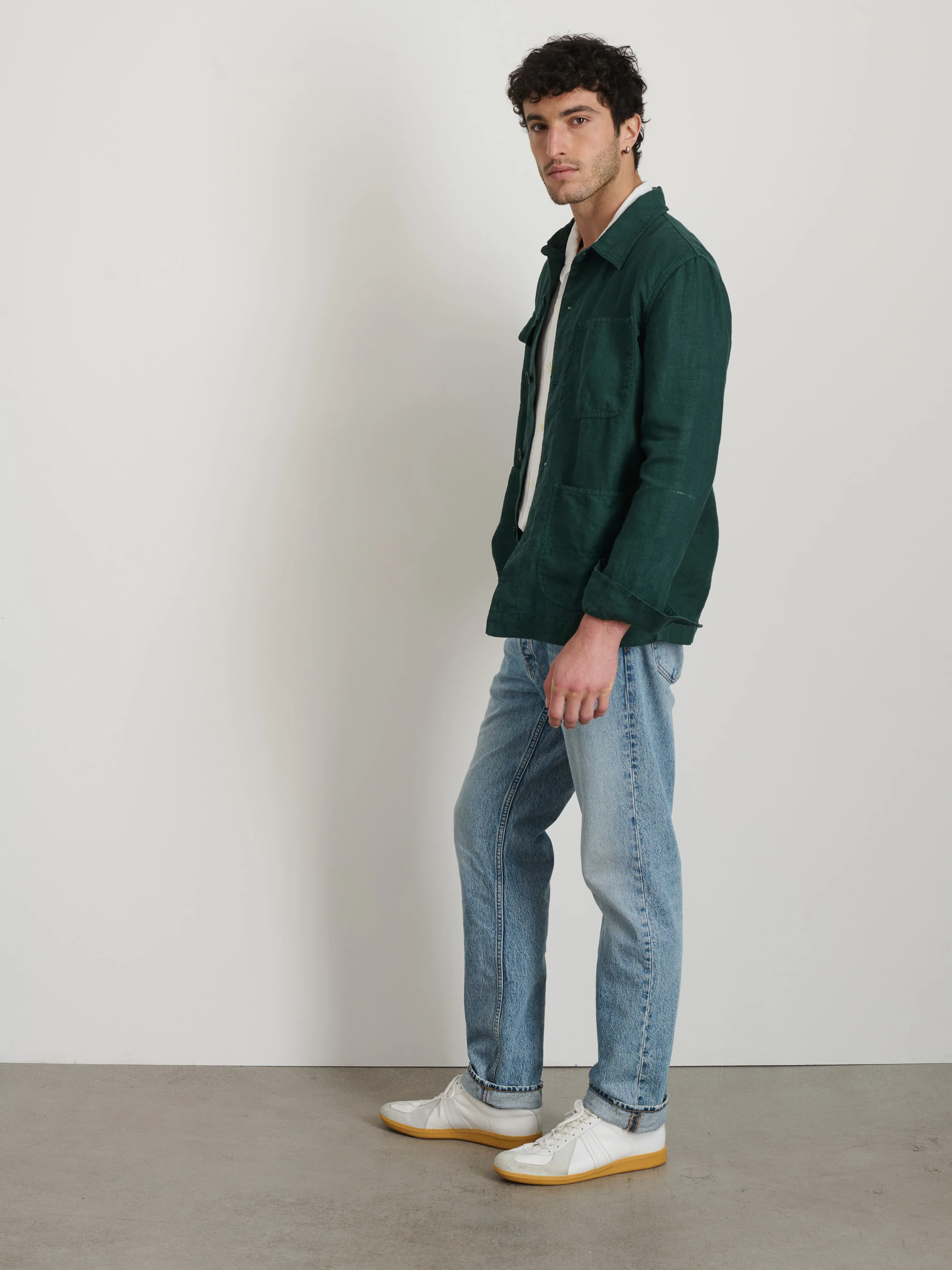 Garment Dyed Work Jacket in Linen - Image 4