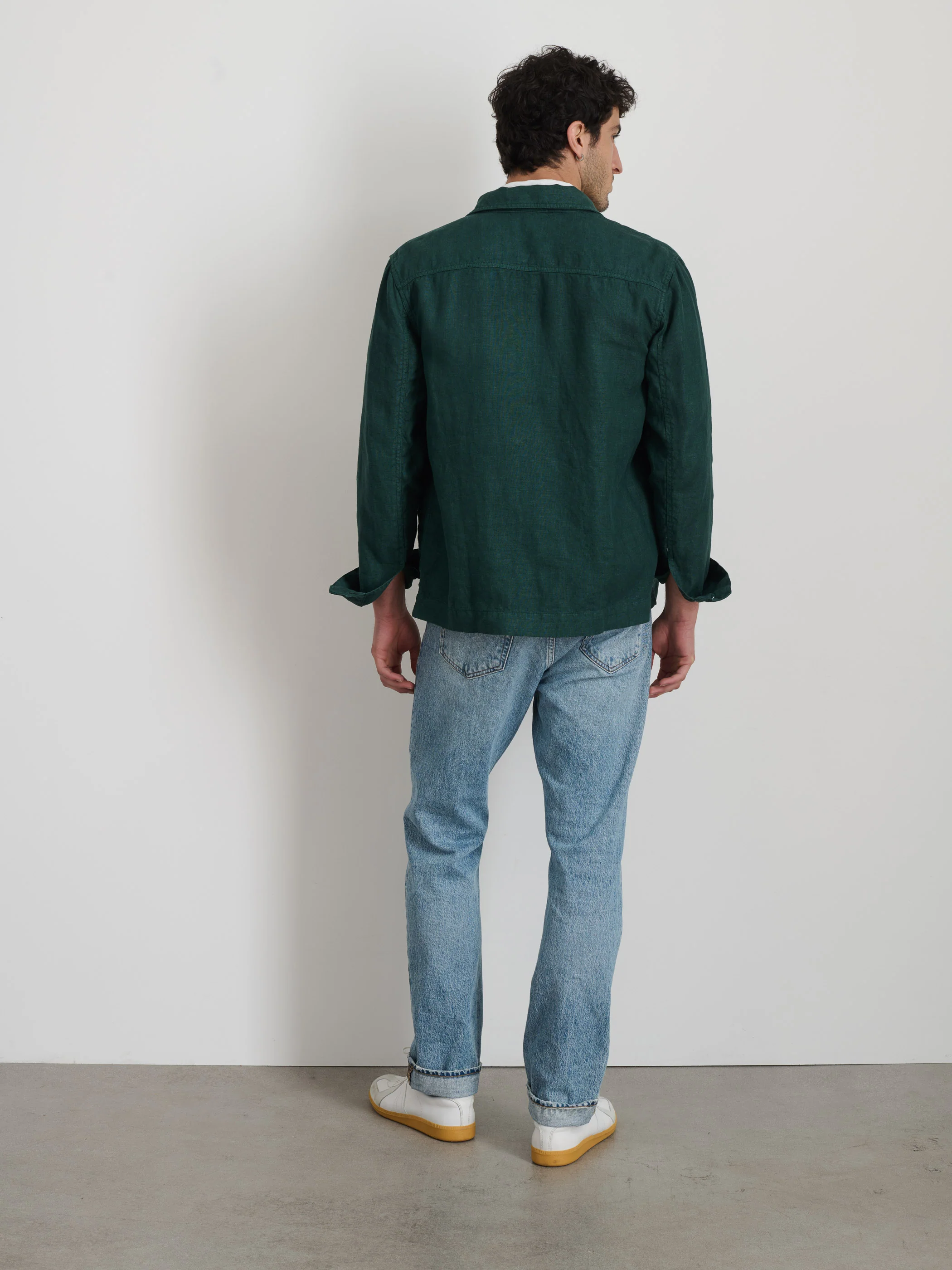 Garment Dyed Work Jacket in Linen - Image 5