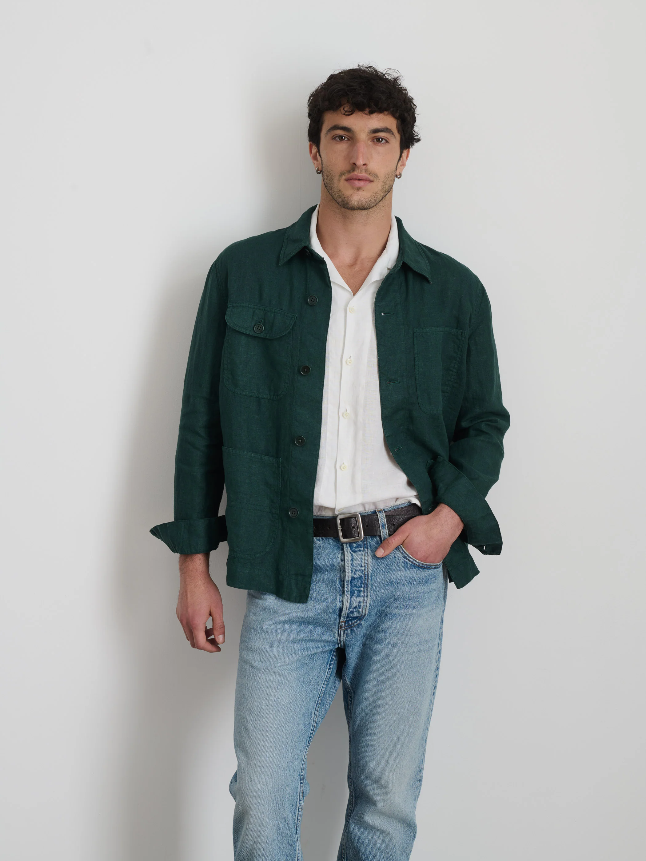 Garment Dyed Work Jacket in Linen - Image 6