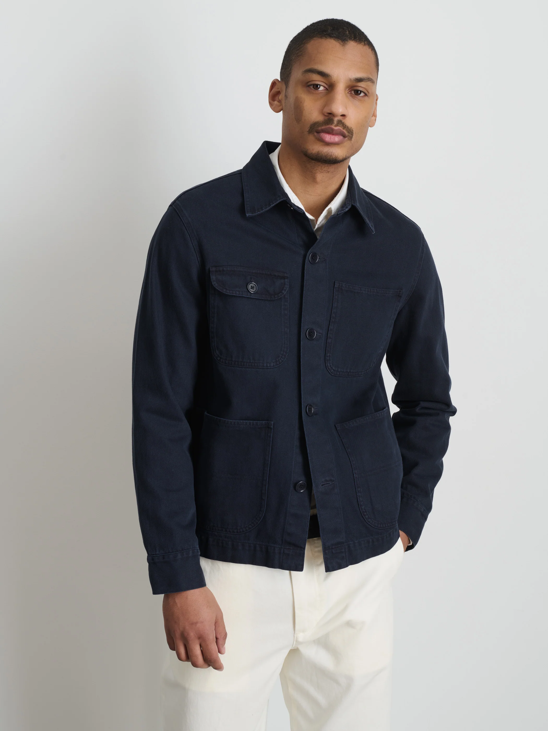 Garment Dyed Work Jacket In Recycled Denim - Image 3