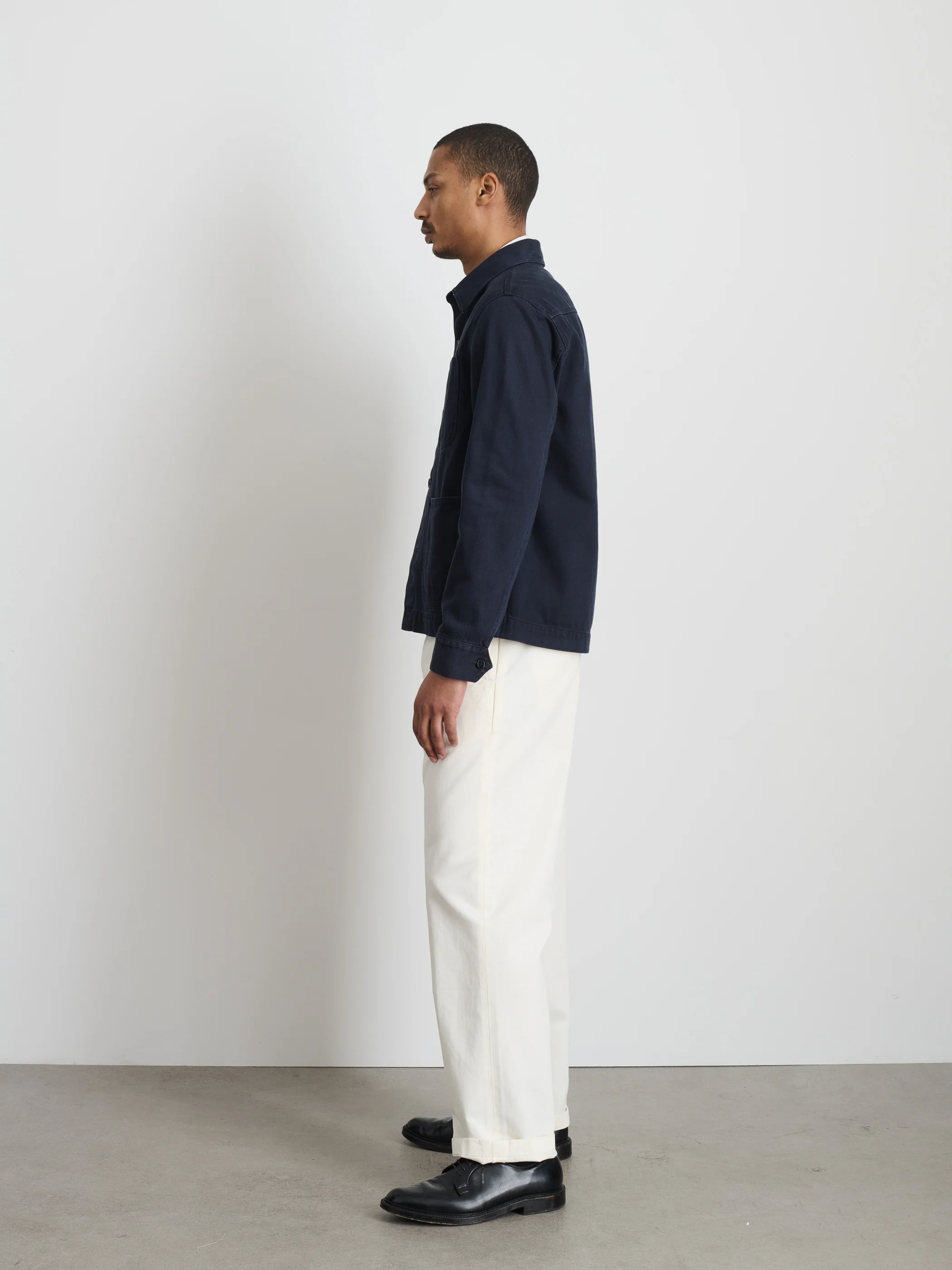 Garment Dyed Work Jacket In Recycled Denim - Image 4