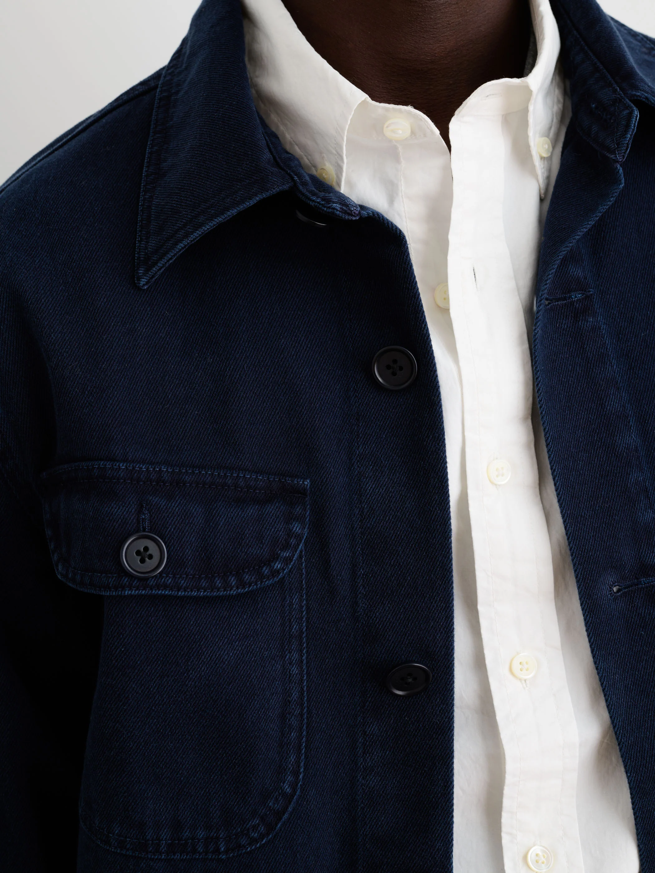 Garment Dyed Work Jacket In Recycled Denim - Image 5