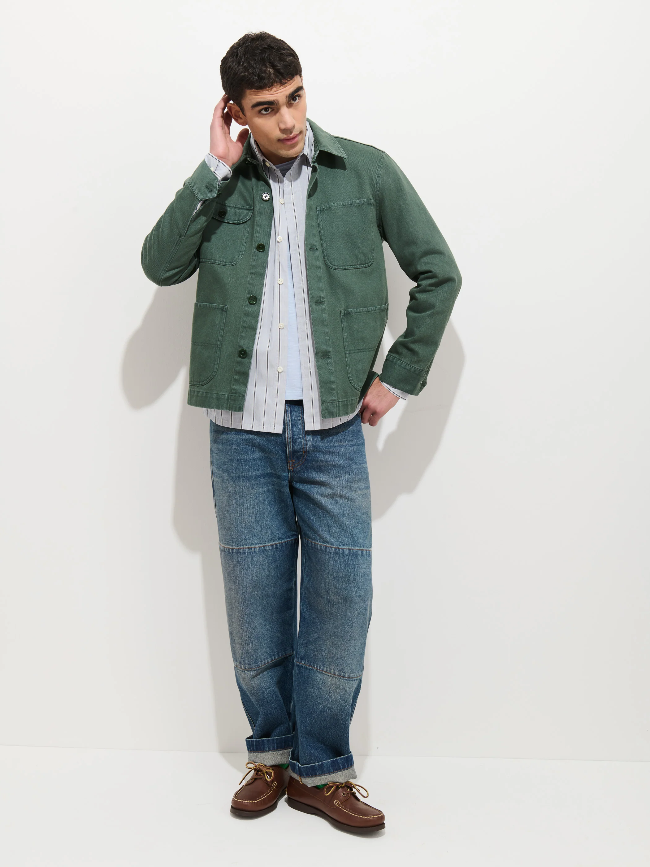 Garment Dyed Work Jacket In Recycled Denim - Image 8