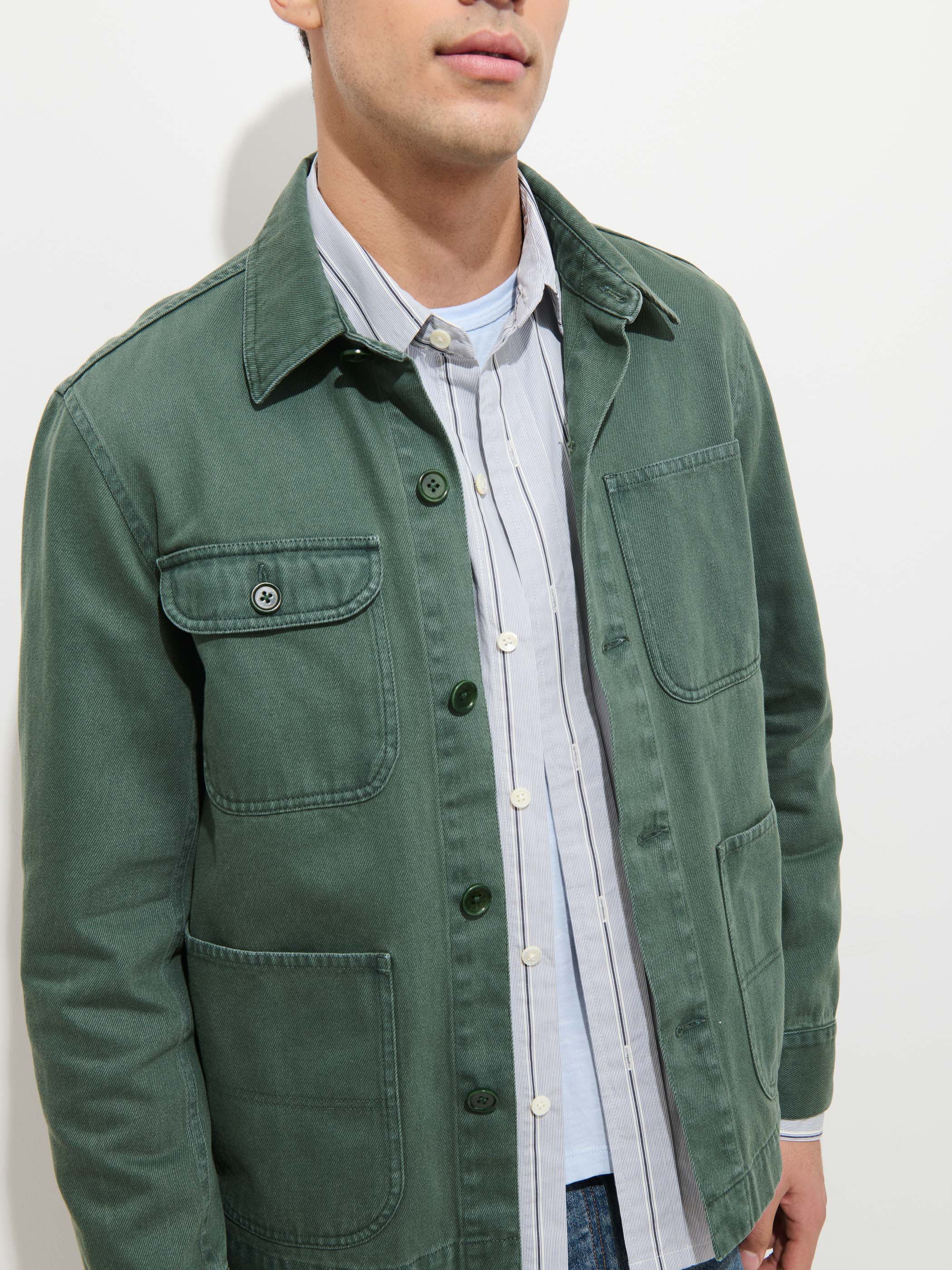 Garment Dyed Work Jacket In Recycled Denim - Image 9