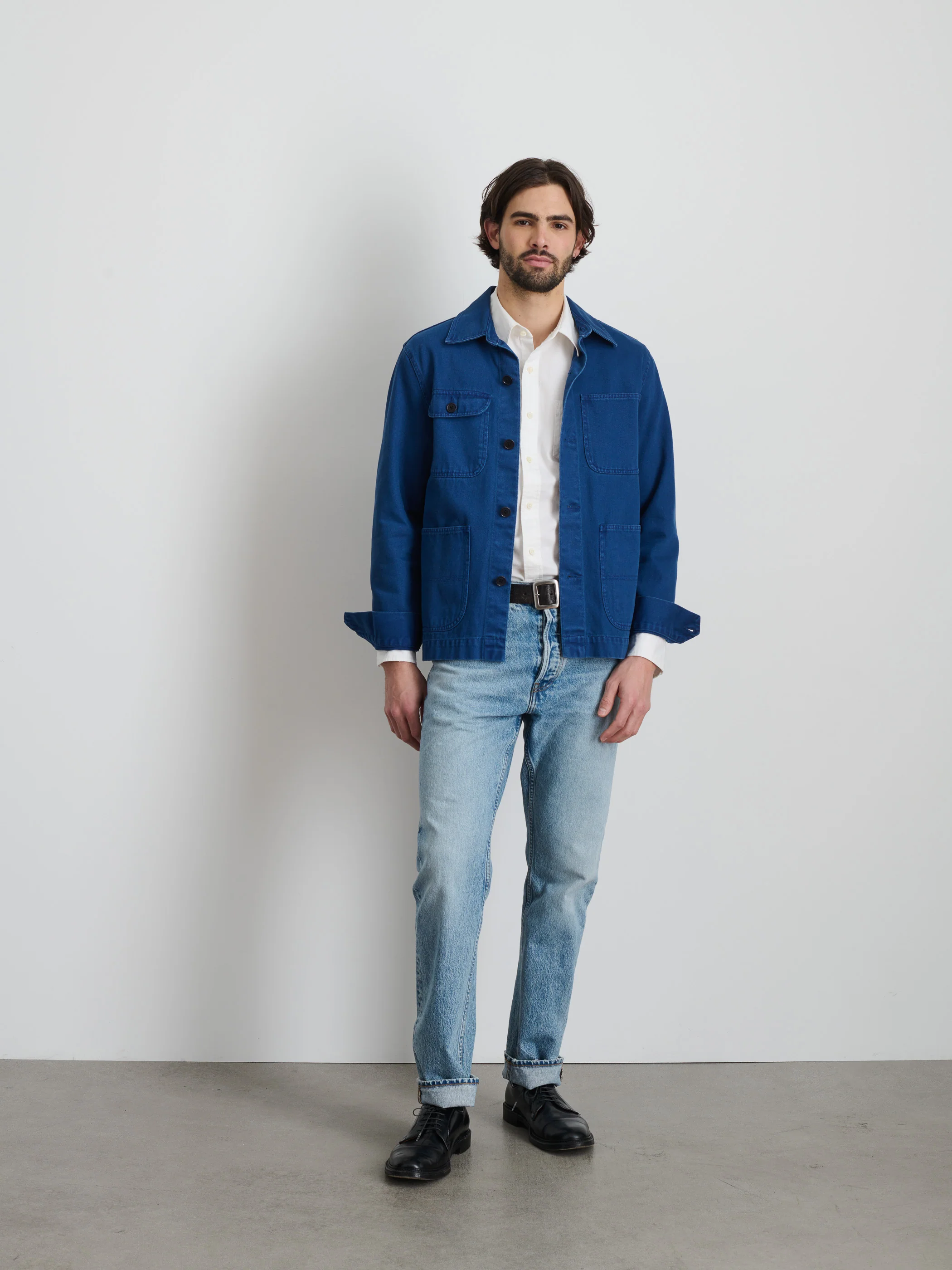 Garment Dyed Work Jacket In Recycled Denim - Image 3