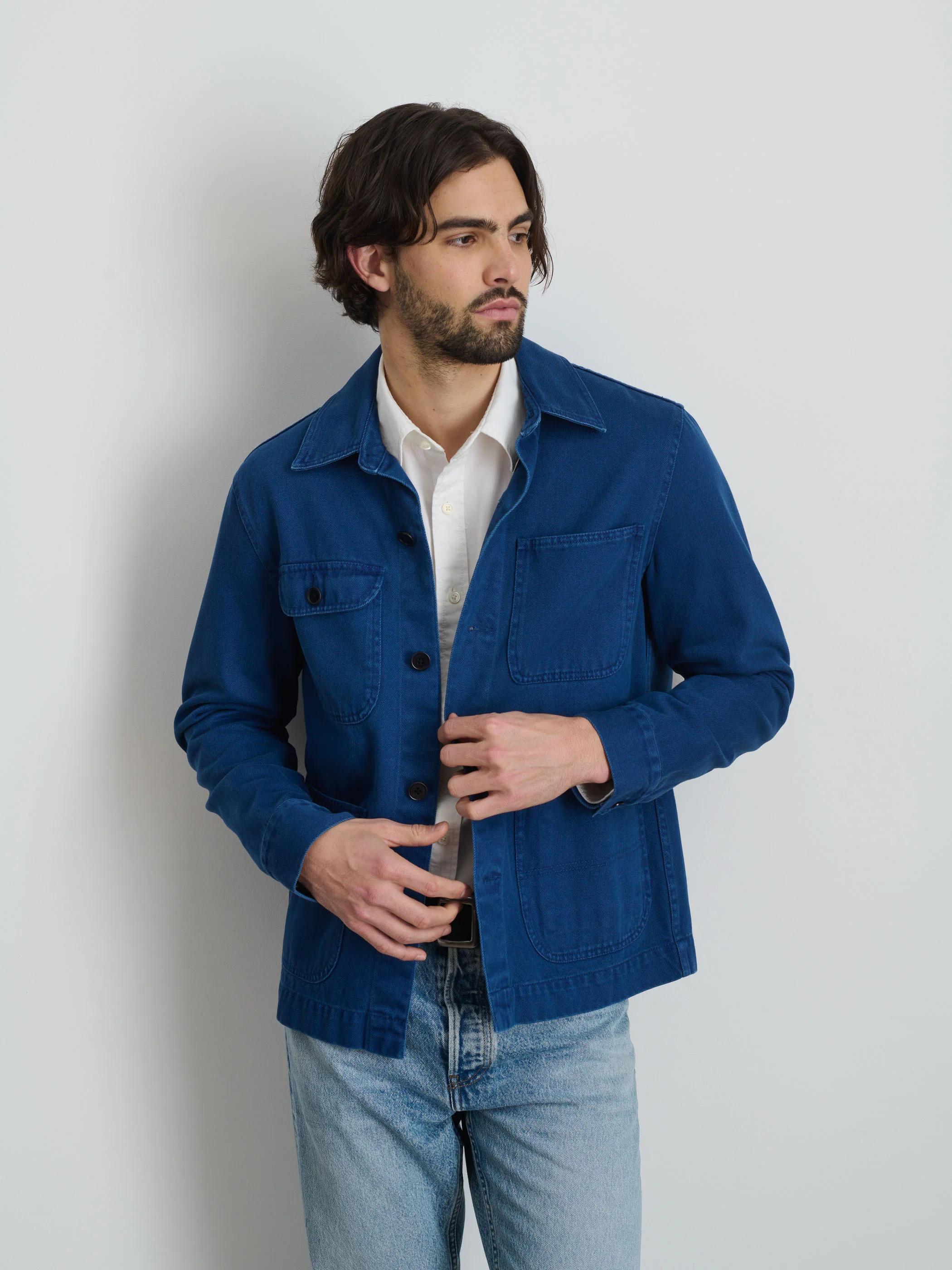 Garment Dyed Work Jacket In Recycled Denim - Image 5