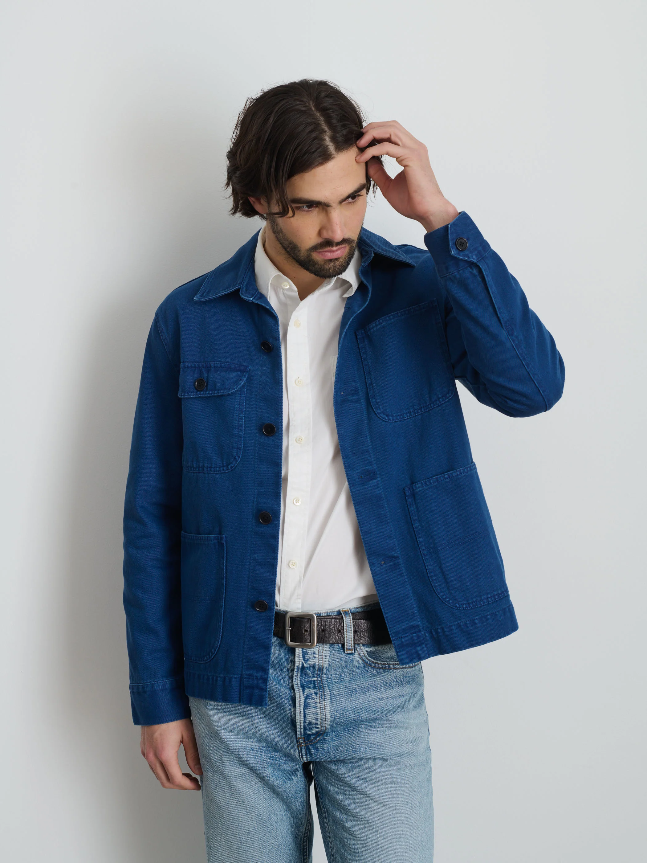 Garment Dyed Work Jacket In Recycled Denim - Image 6