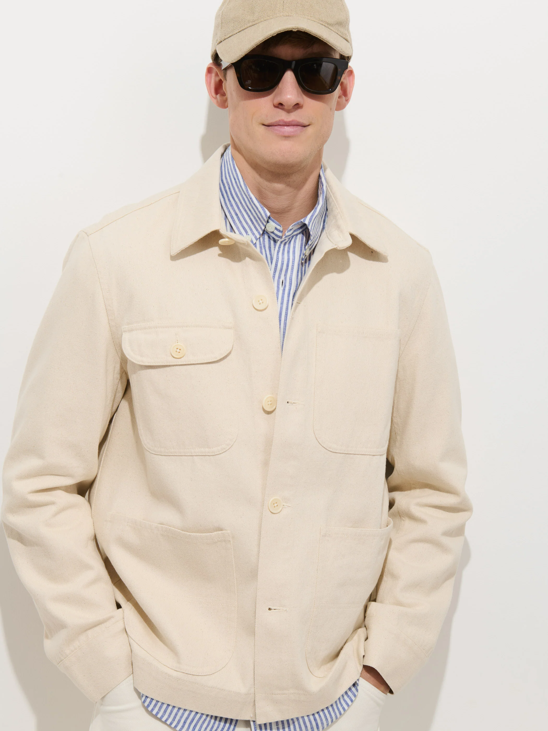 Garment Dyed Work Jacket In Recycled Denim - Image 3