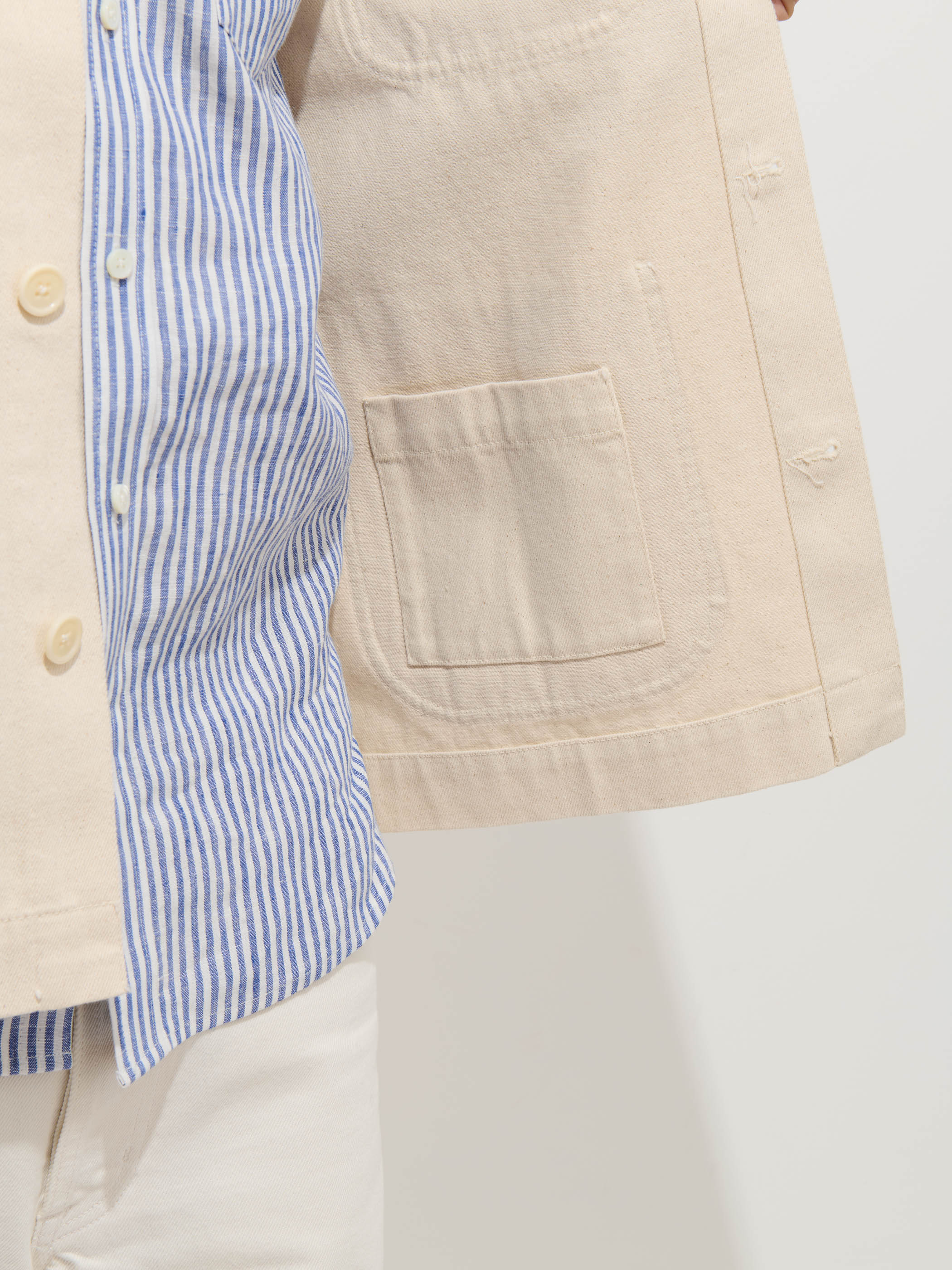 Garment Dyed Work Jacket In Recycled Denim - Image 4