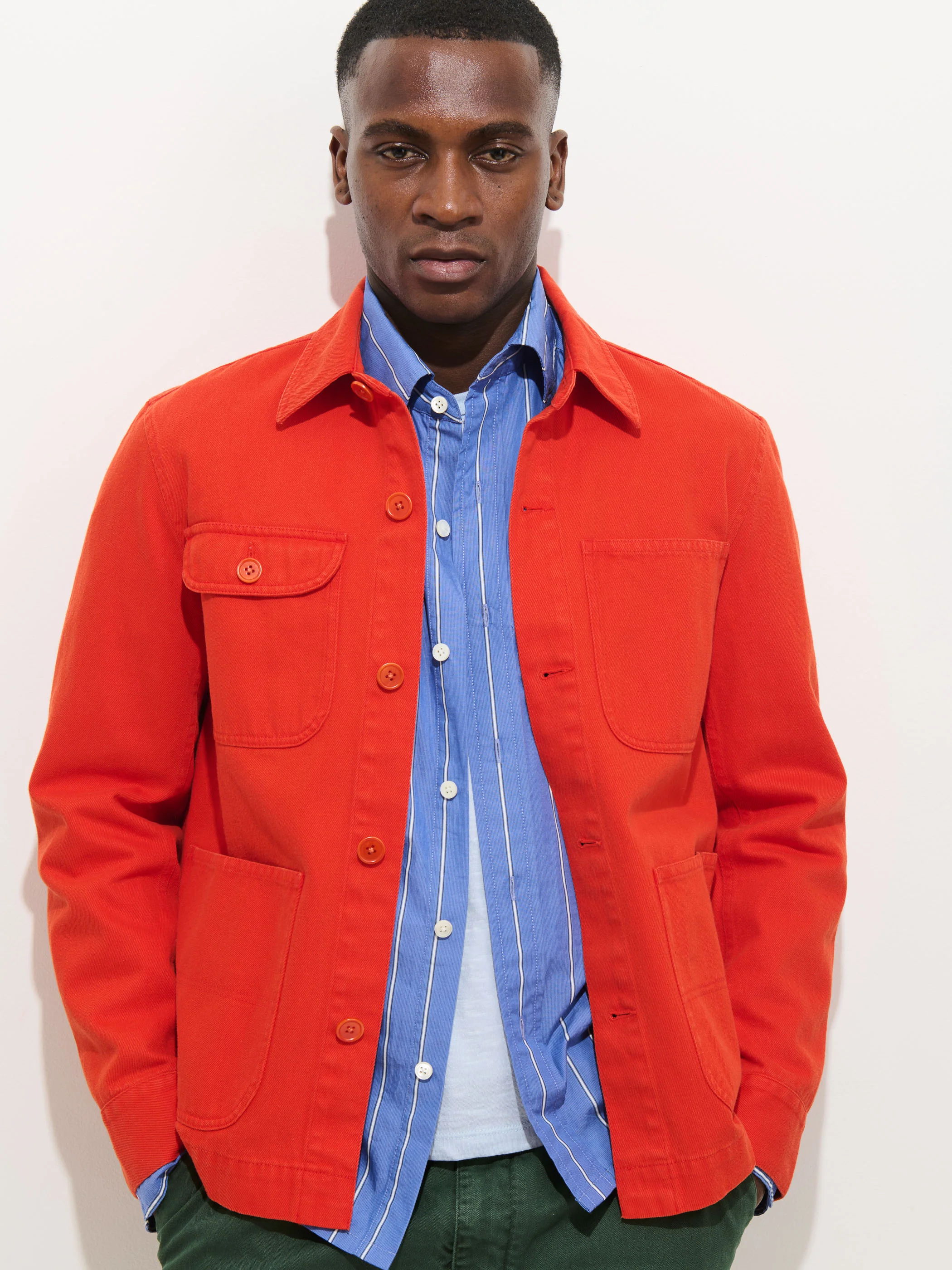 Garment Dyed Work Jacket In Recycled Denim - Image 4
