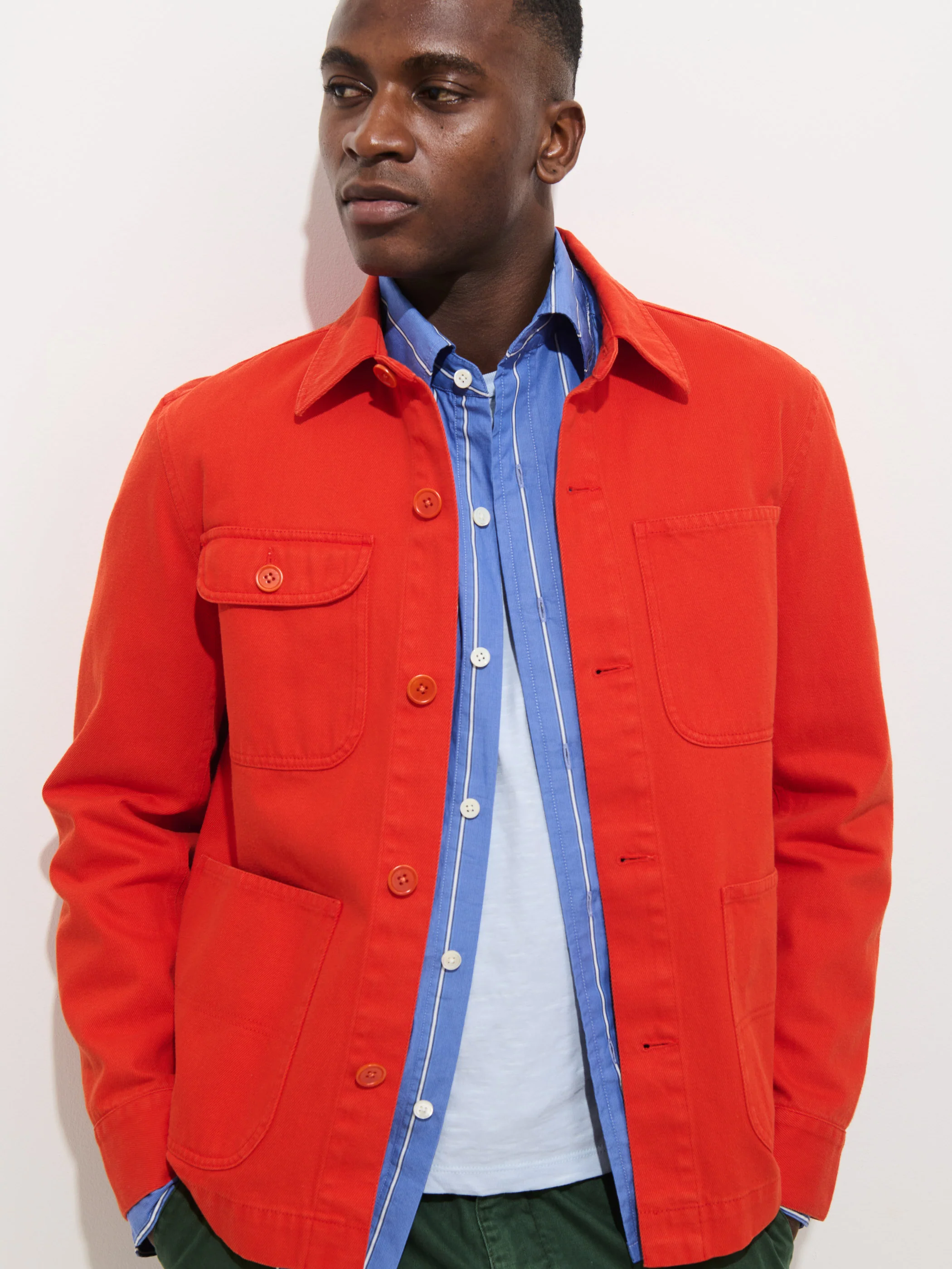 Garment Dyed Work Jacket In Recycled Denim - Image 5