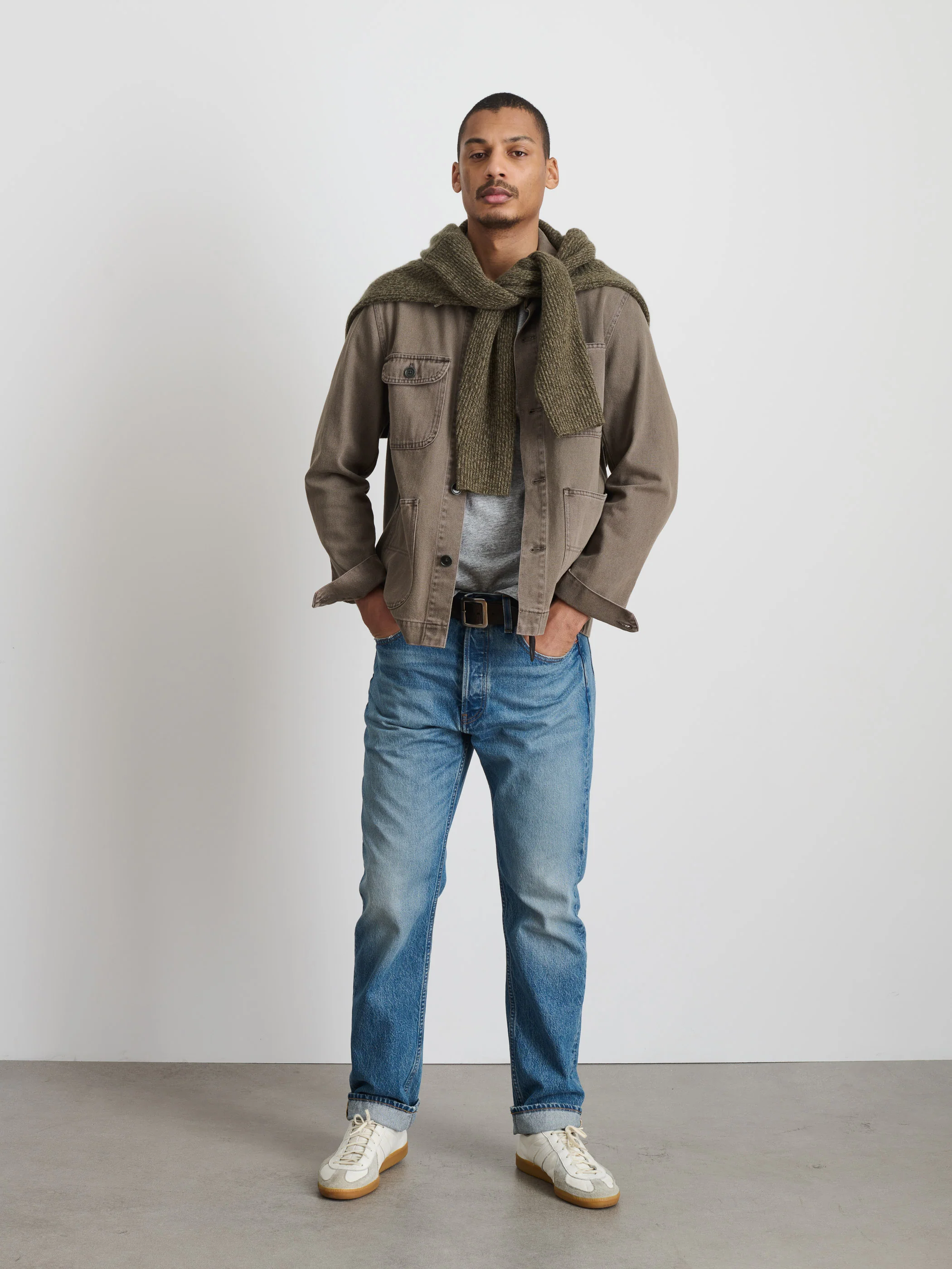 Garment Dyed Work Jacket In Recycled Denim - Image 10