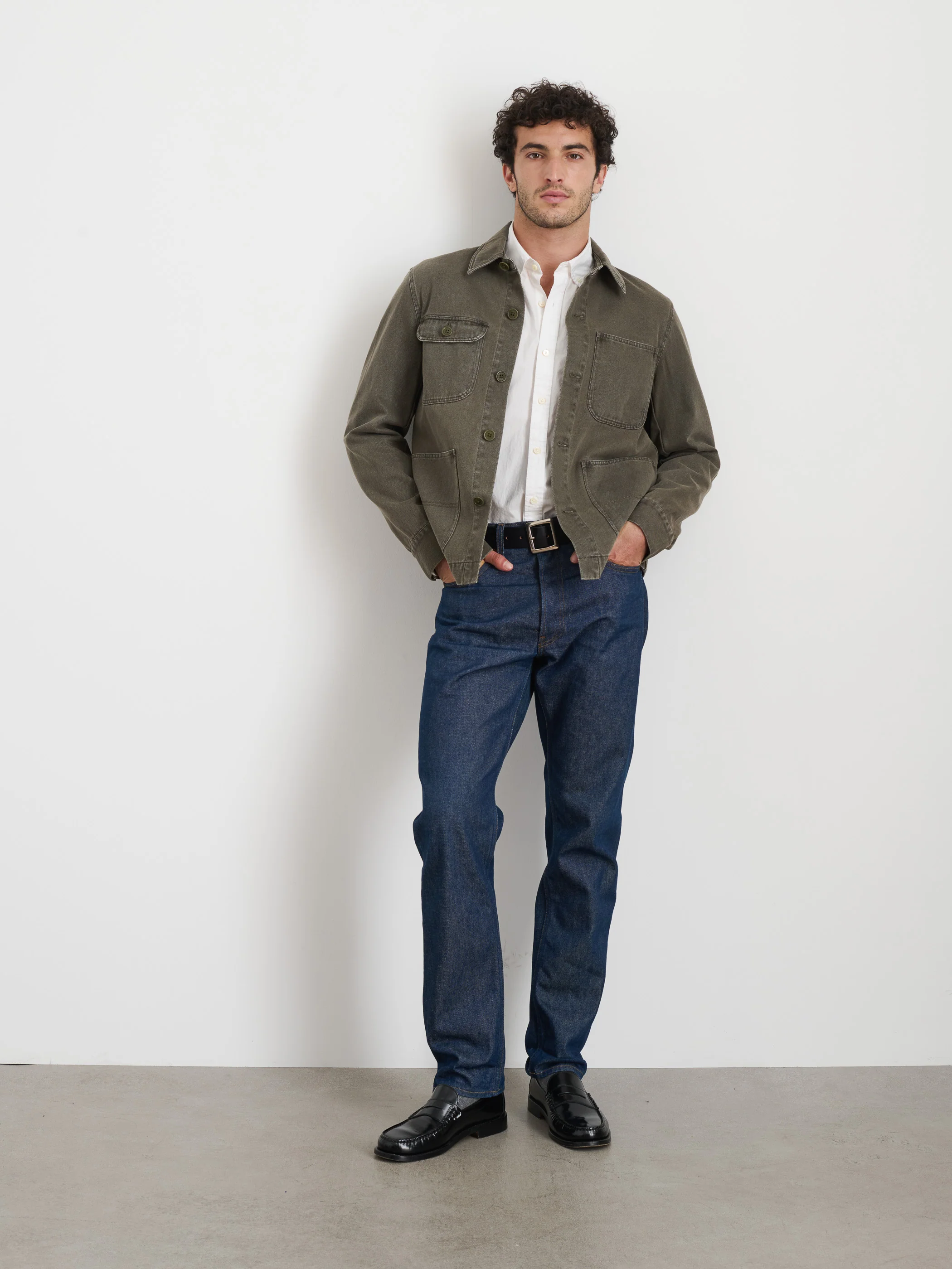 Garment Dyed Work Jacket In Recycled Denim - Image 3