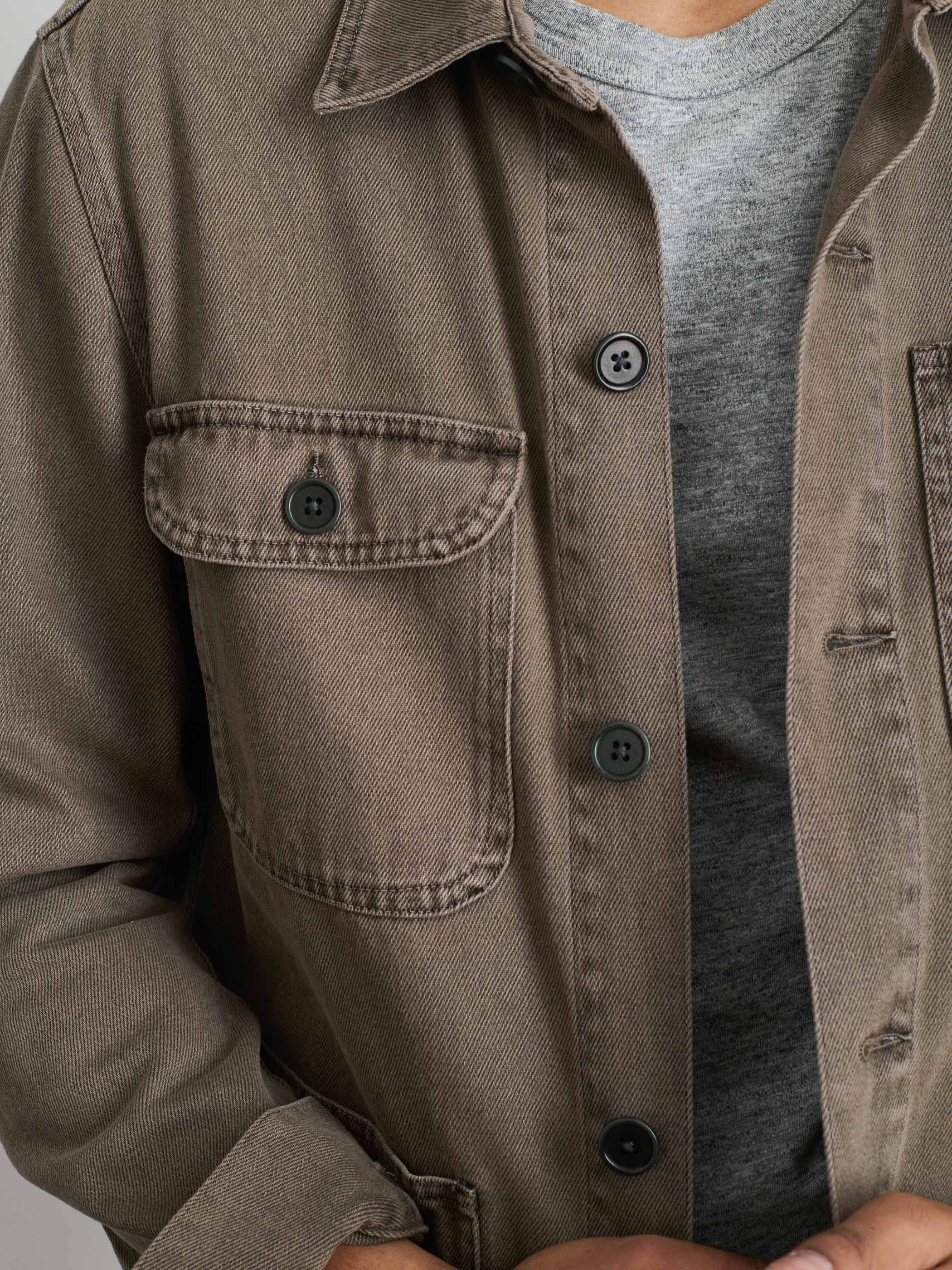 Garment Dyed Work Jacket In Recycled Denim - Image 4