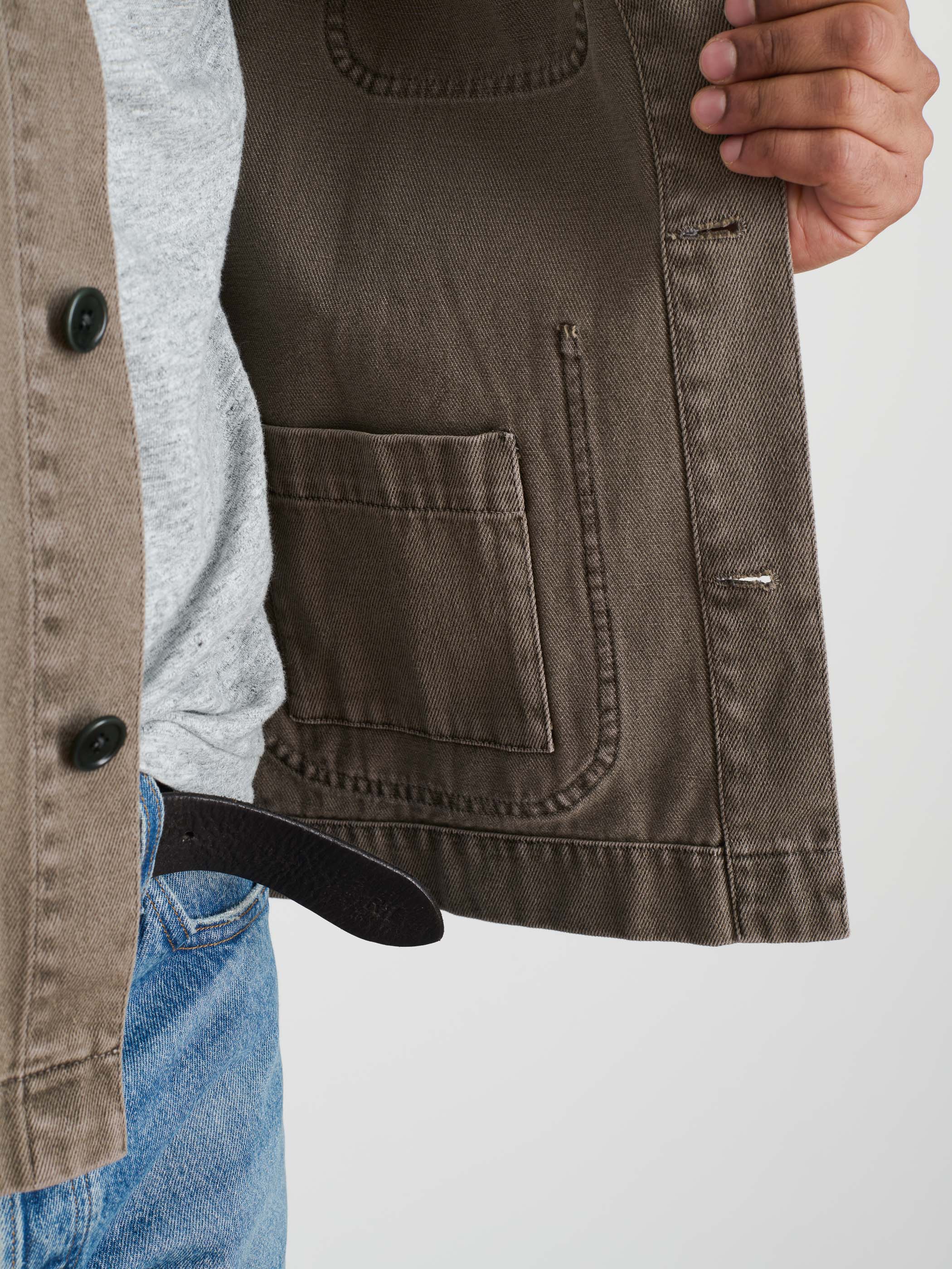 Garment Dyed Work Jacket In Recycled Denim - Image 5