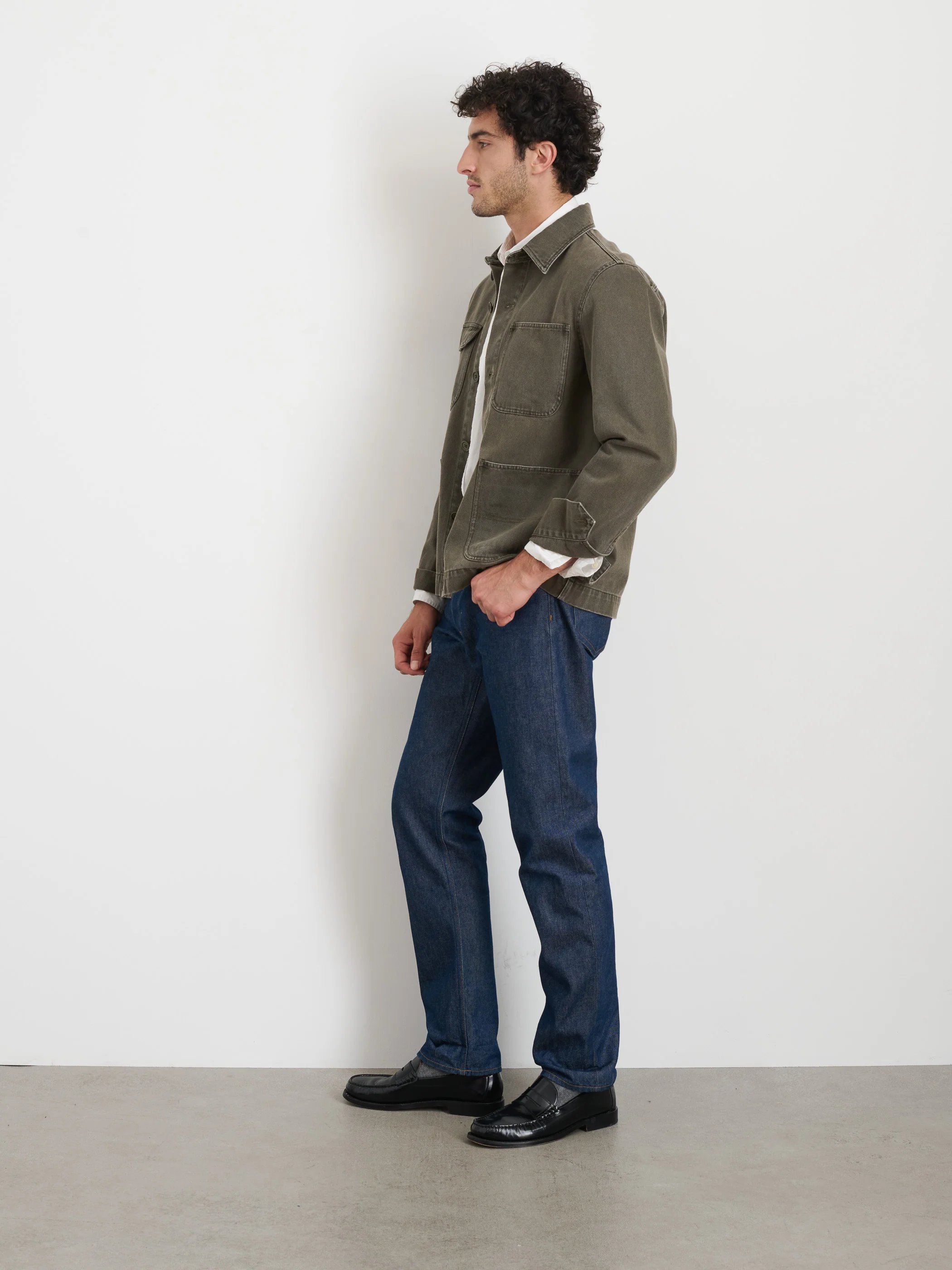 Garment Dyed Work Jacket In Recycled Denim - Image 6