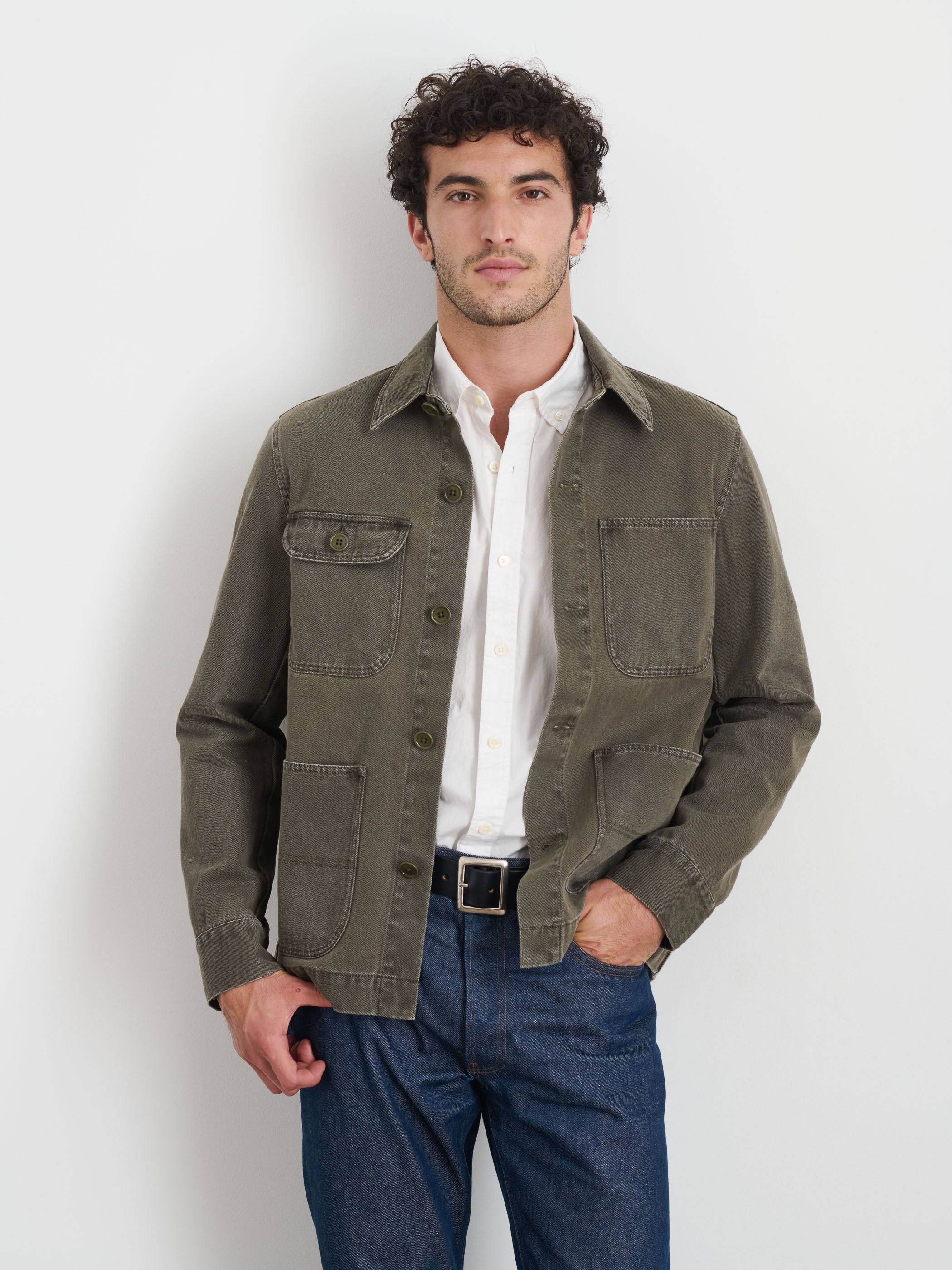 Garment Dyed Work Jacket In Recycled Denim - Image 8
