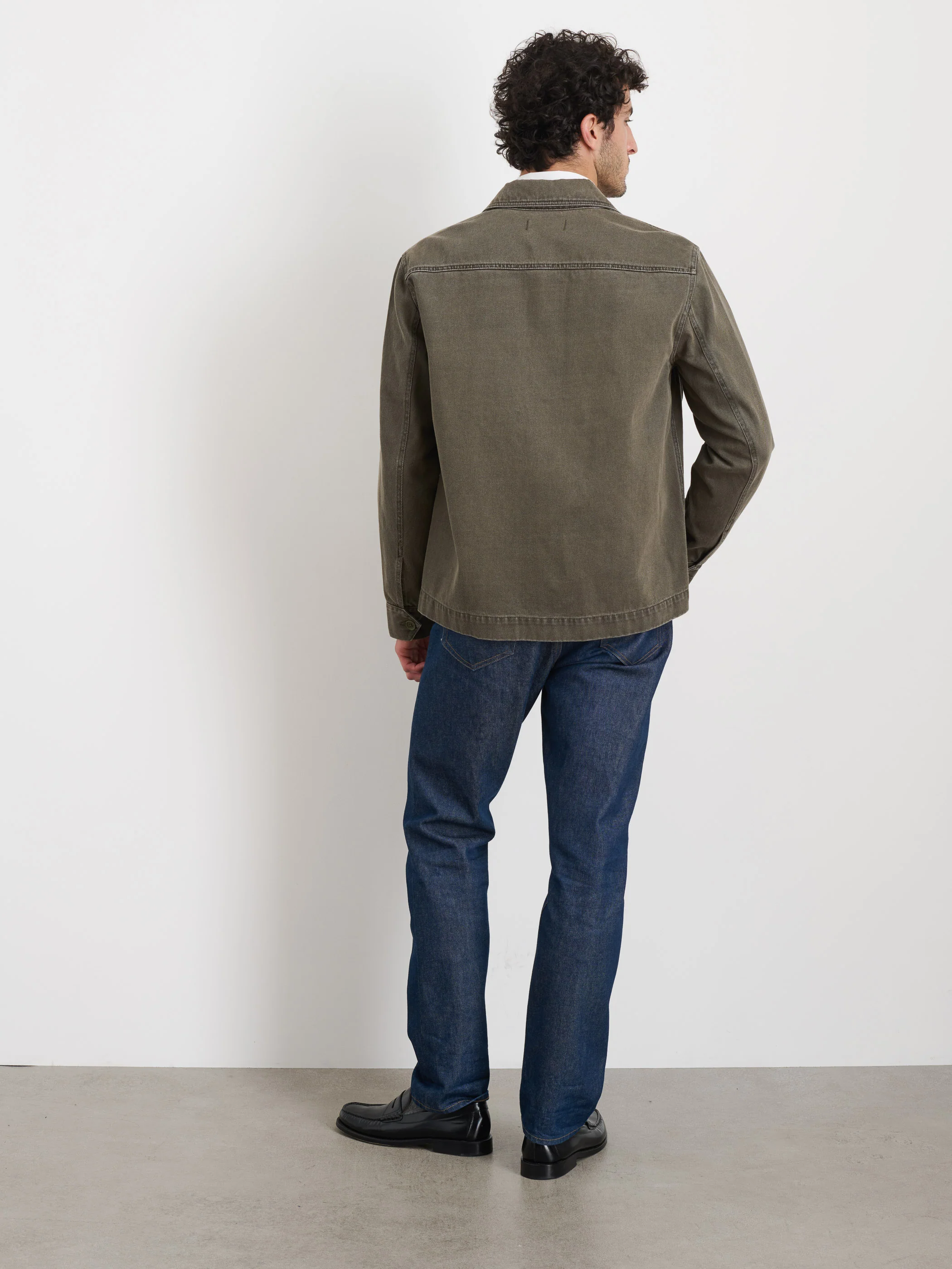 Garment Dyed Work Jacket In Recycled Denim - Image 9