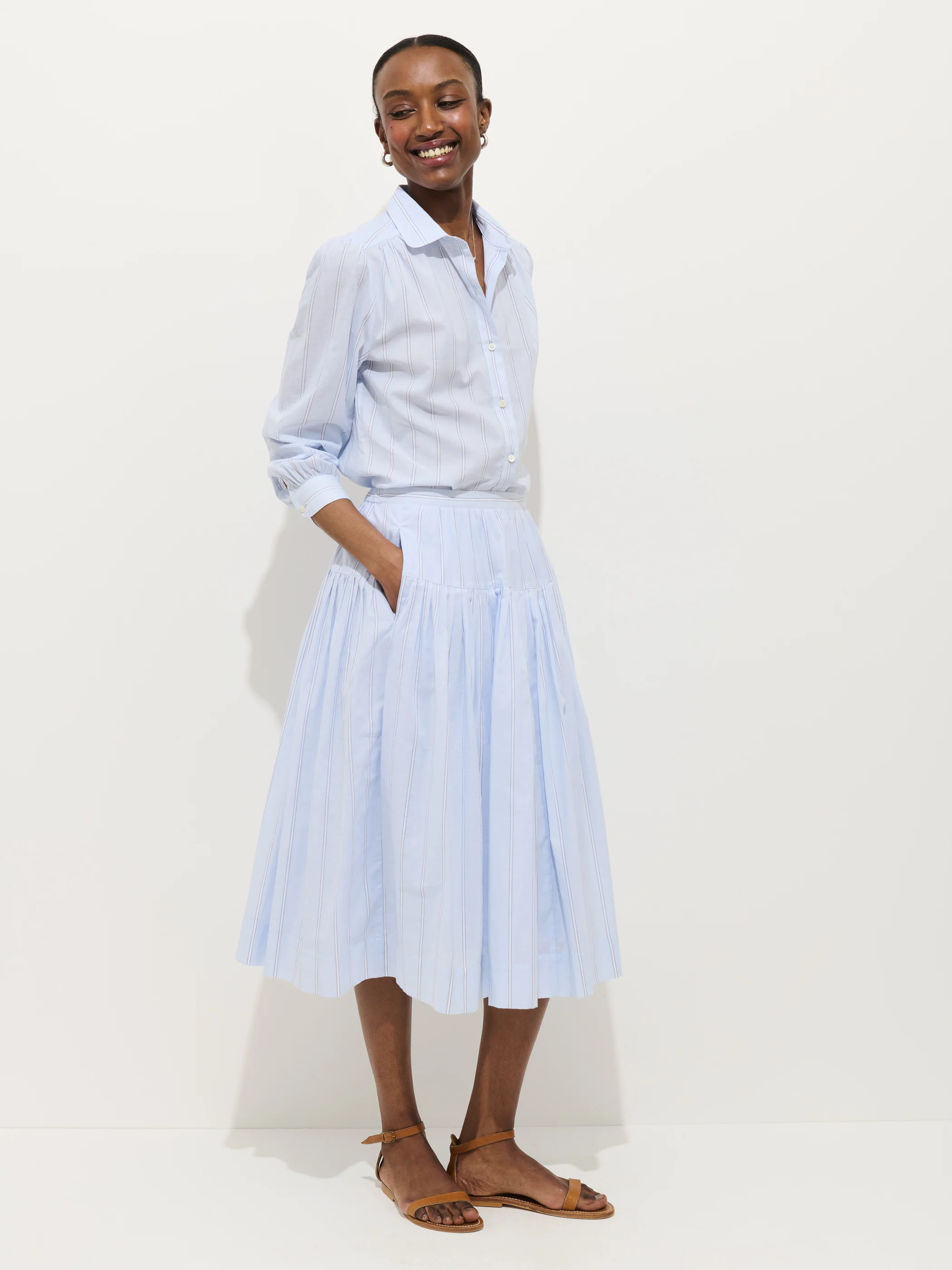Hannah Striped Skirt In Cotton Voile