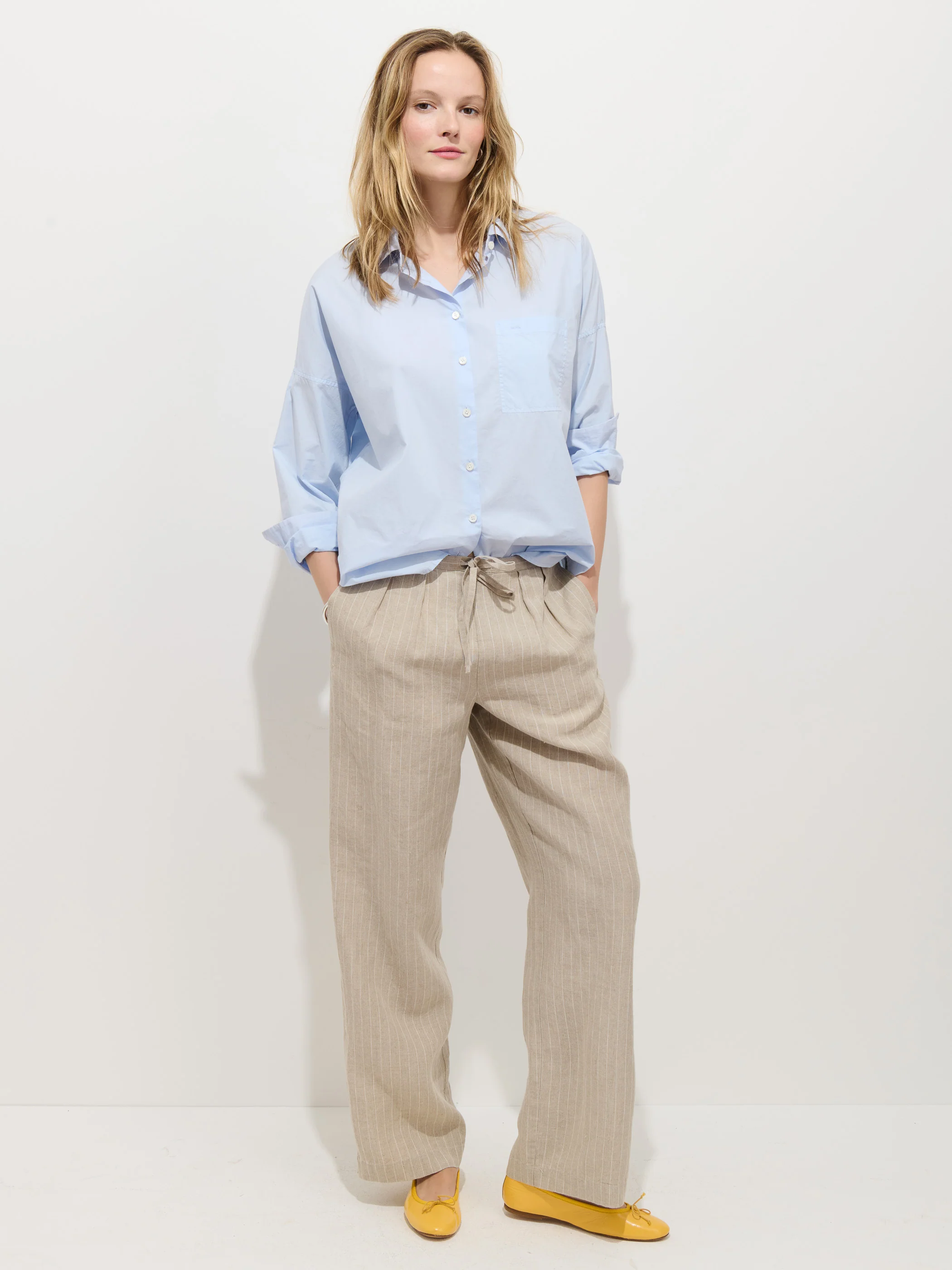 Hudson Pinstripe Pant In Linen