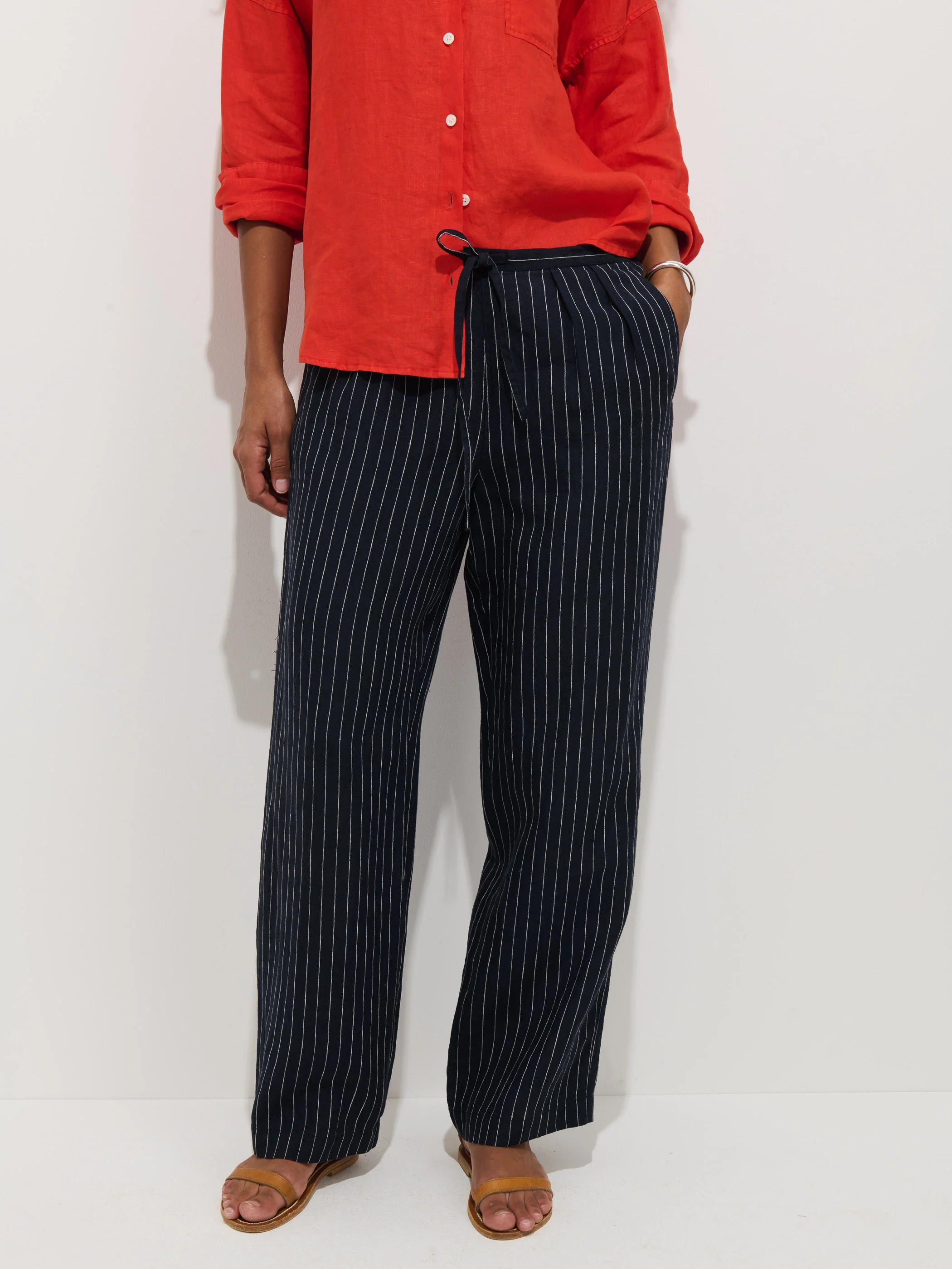 Hudson Pinstripe Pant In Linen - Image 4