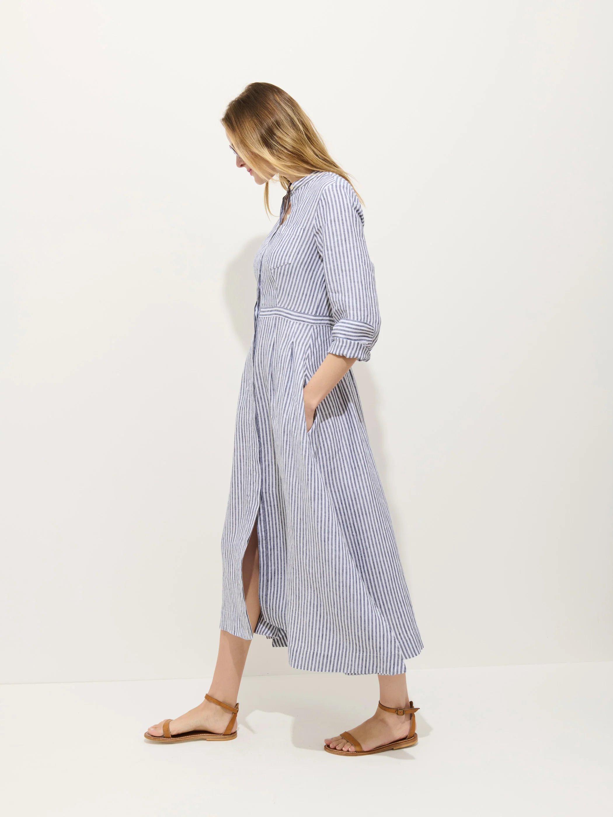 Isabella Striped Dress In Linen - Image 4