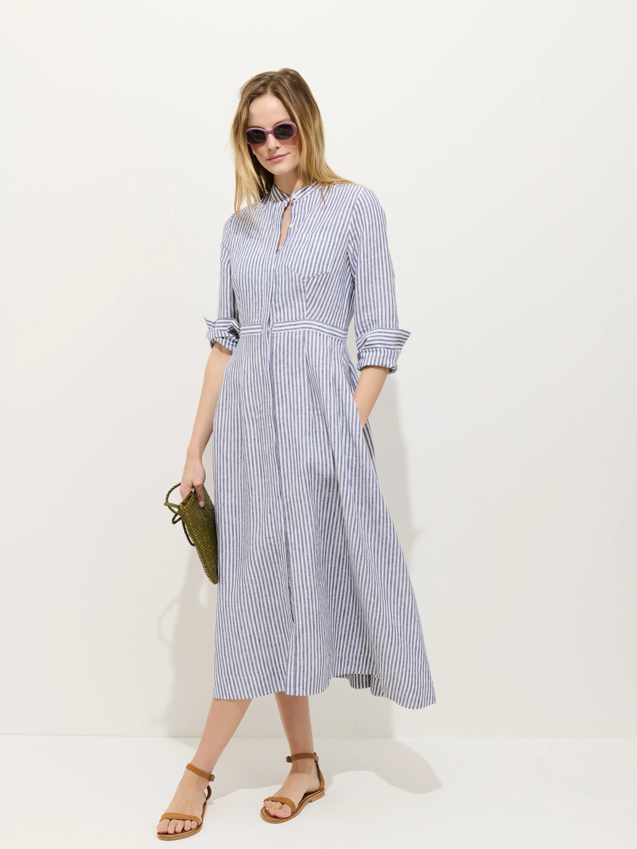 Isabella Striped Dress In Linen - Image 5