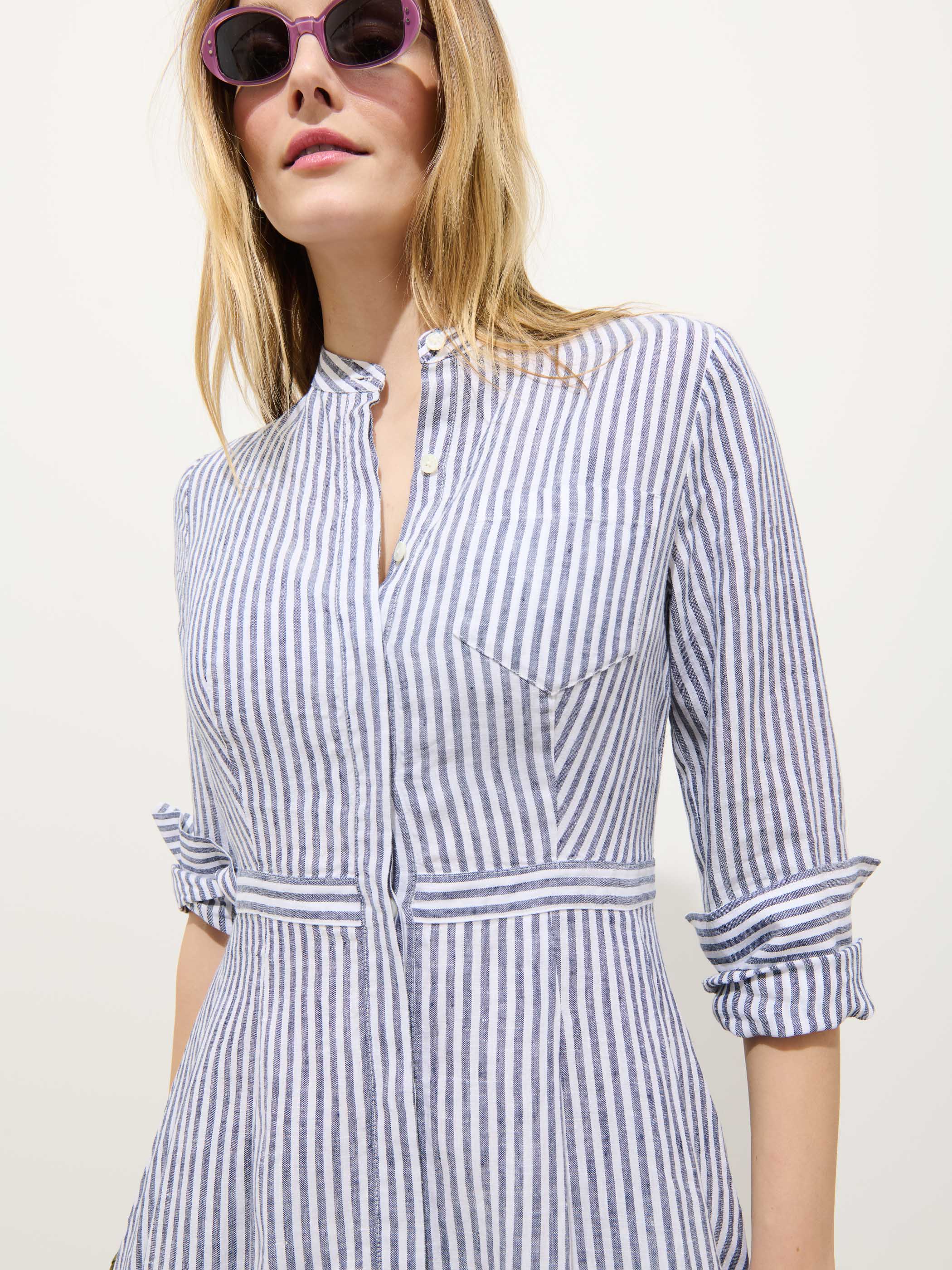 Isabella Striped Dress In Linen - Image 7