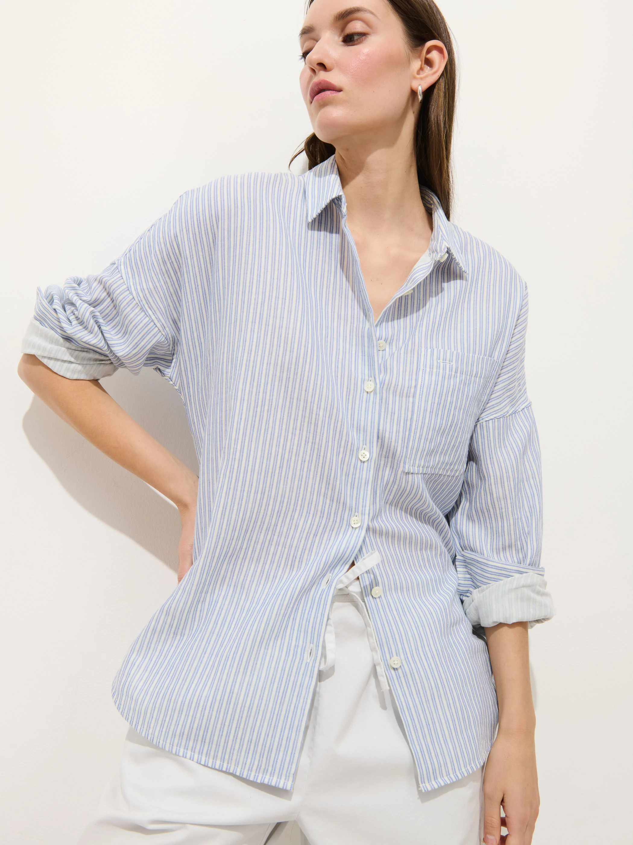 Jo Shirt In Double Gauze Stripe - Image 3