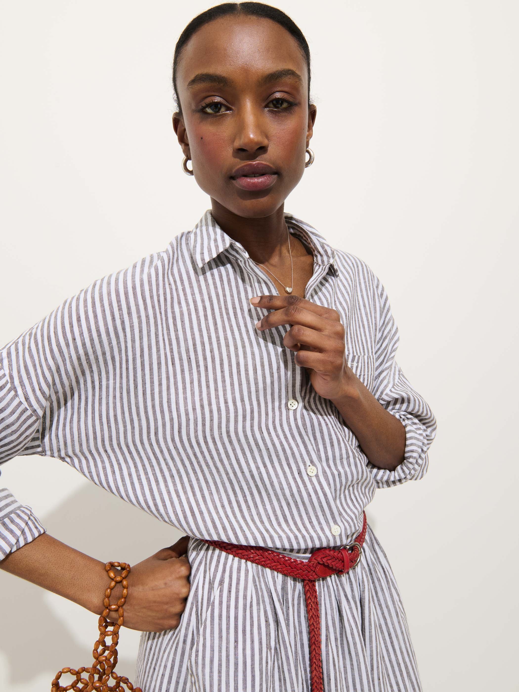 Jo Striped Shirt In Linen