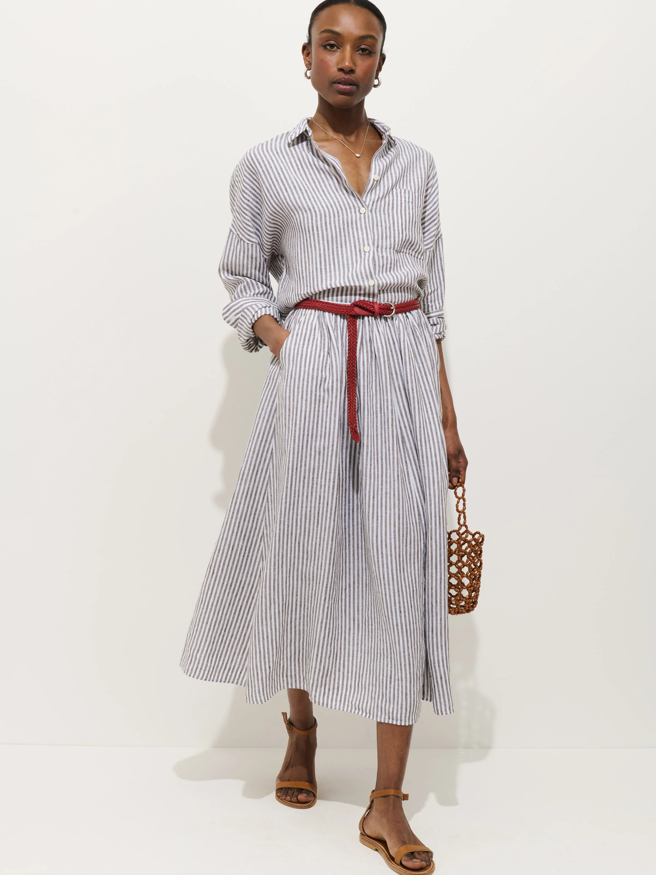 Jo Striped Shirt In Linen - Image 3