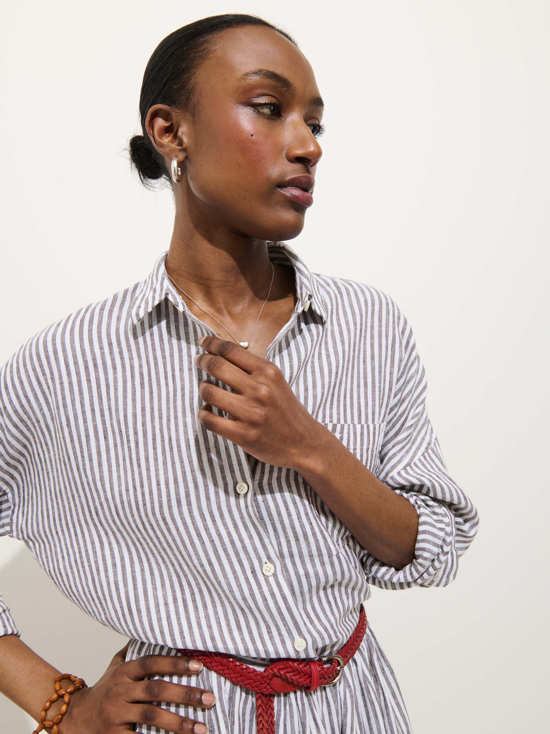 Jo Striped Shirt In Linen - Image 5