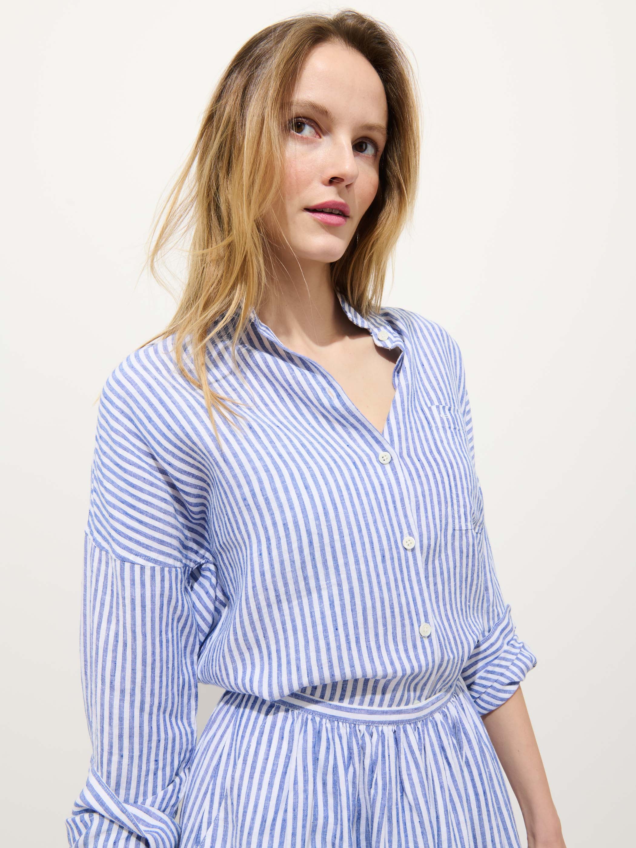 Jo Striped Shirt In Linen - Image 5