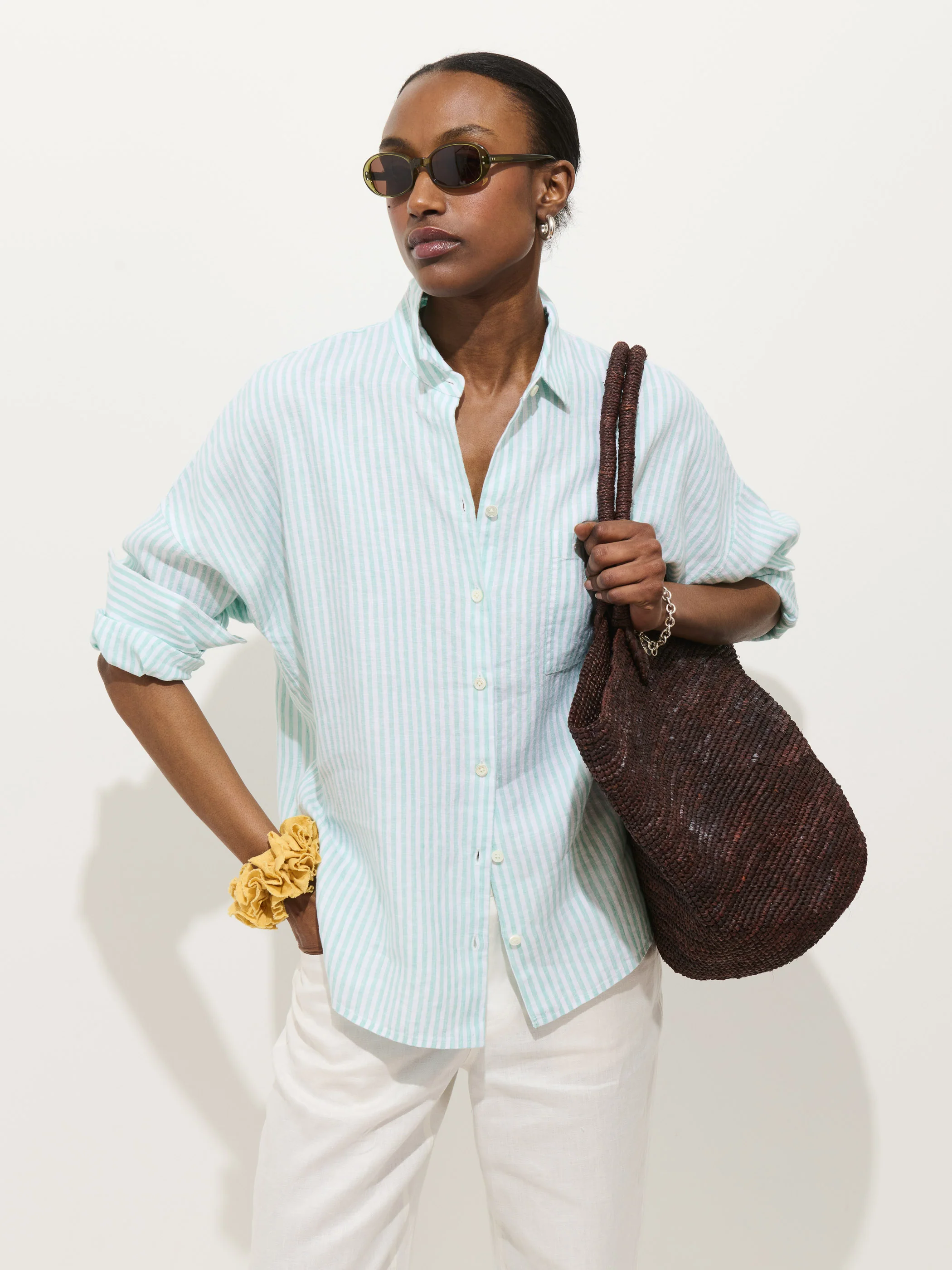 Jo Striped Shirt In Linen