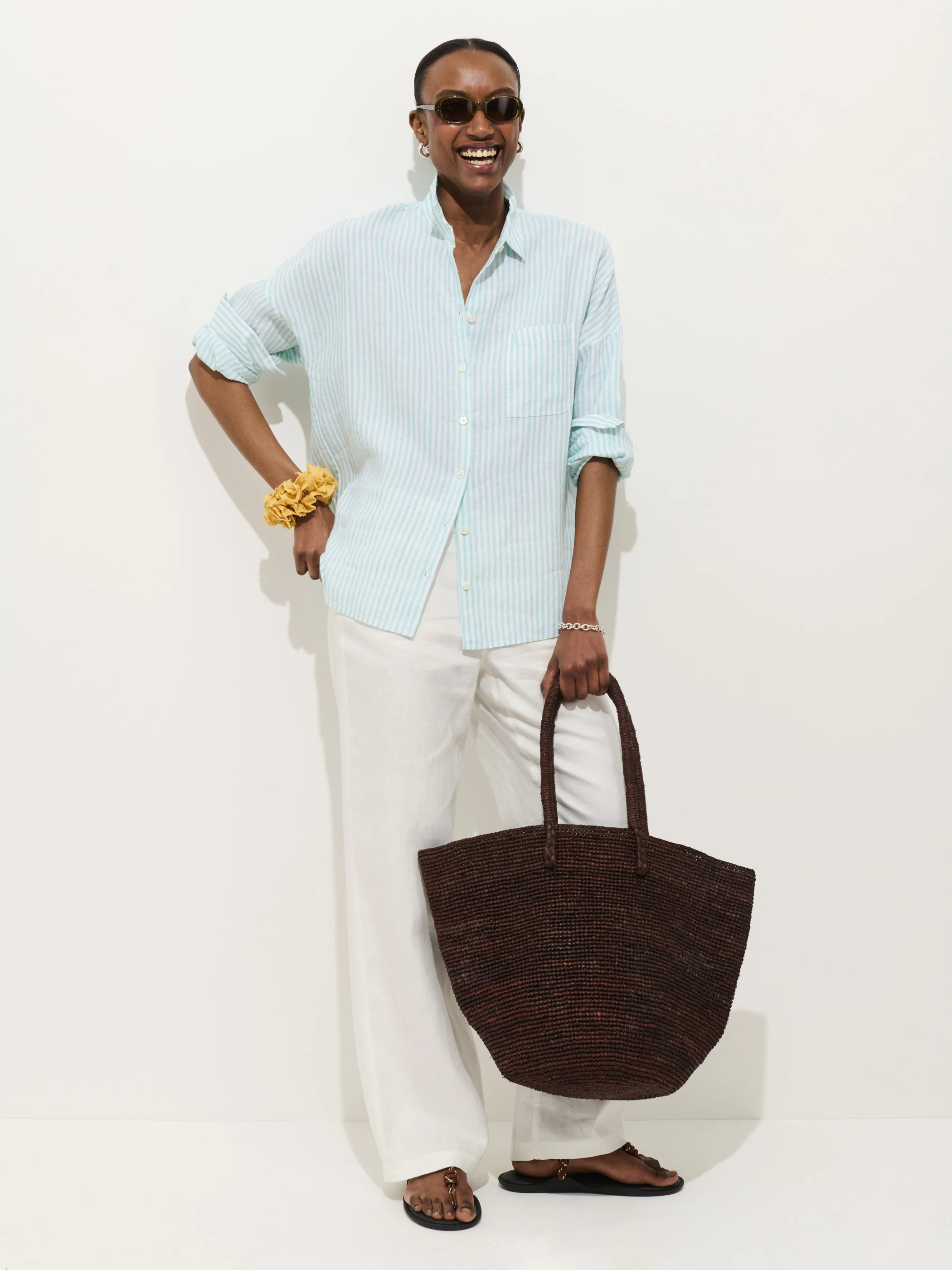 Jo Striped Shirt In Linen - Image 3