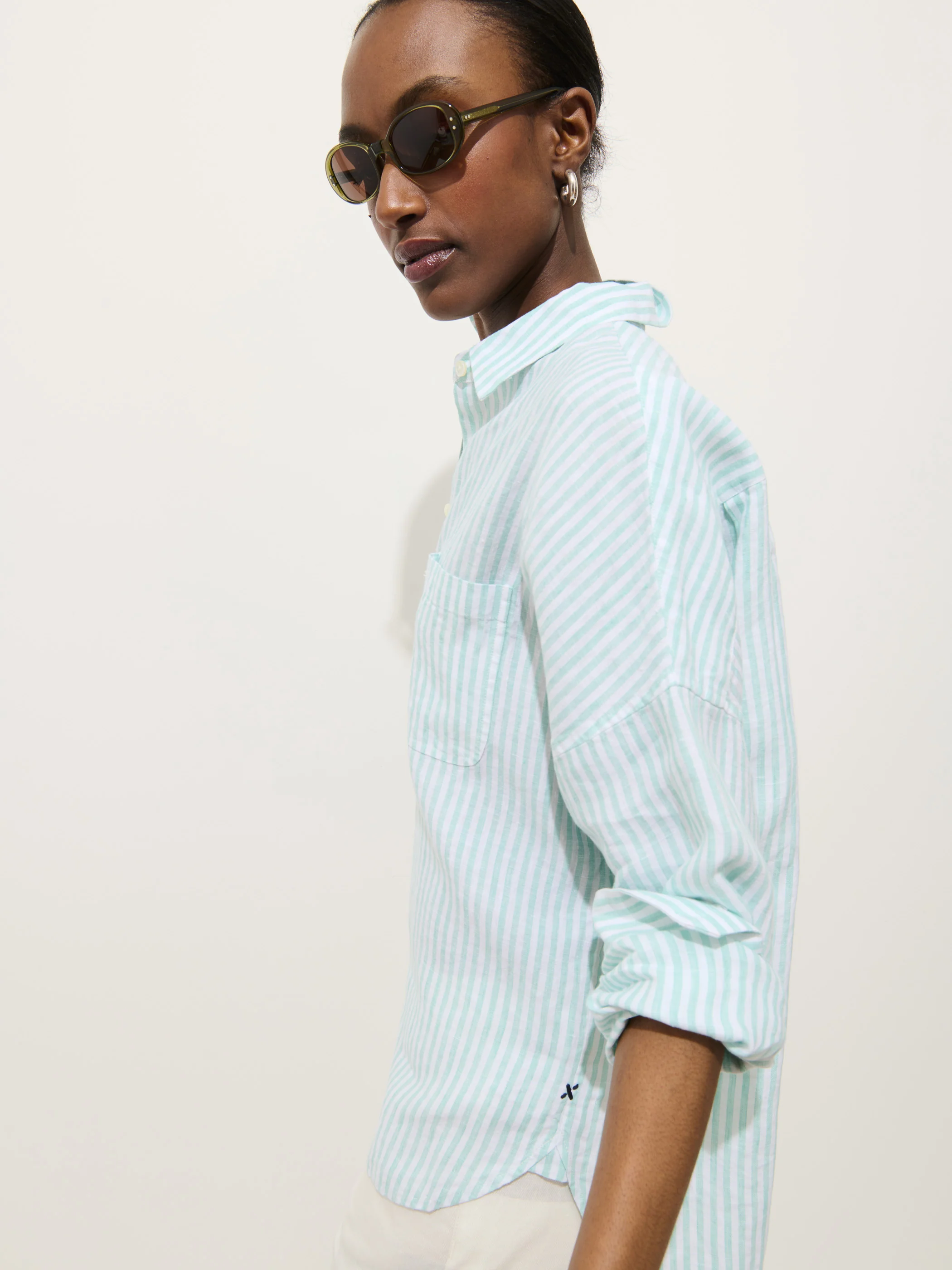 Jo Striped Shirt In Linen - Image 7