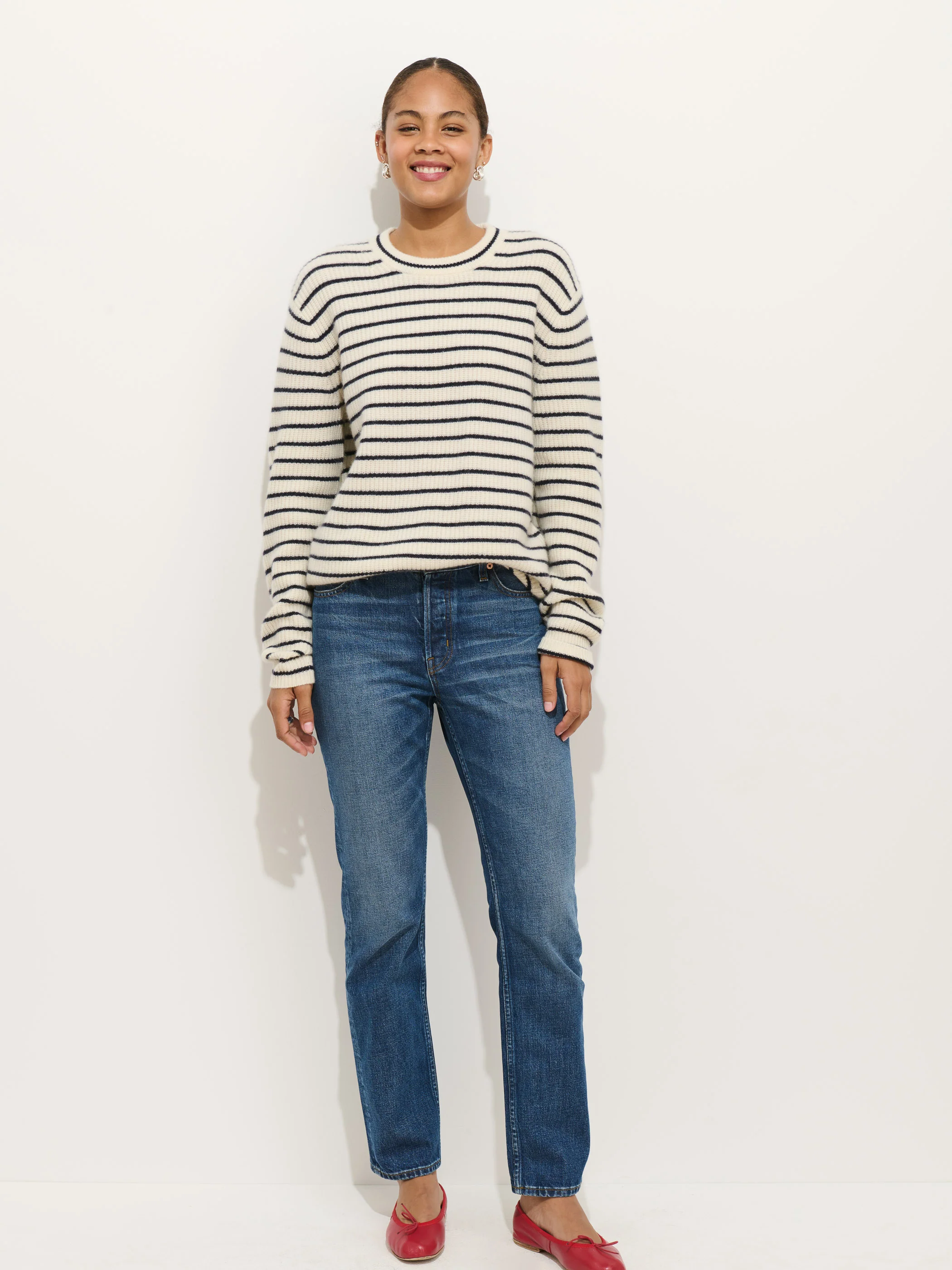 Jordan Striped Sweeter in Washed Cashmere - Image 11