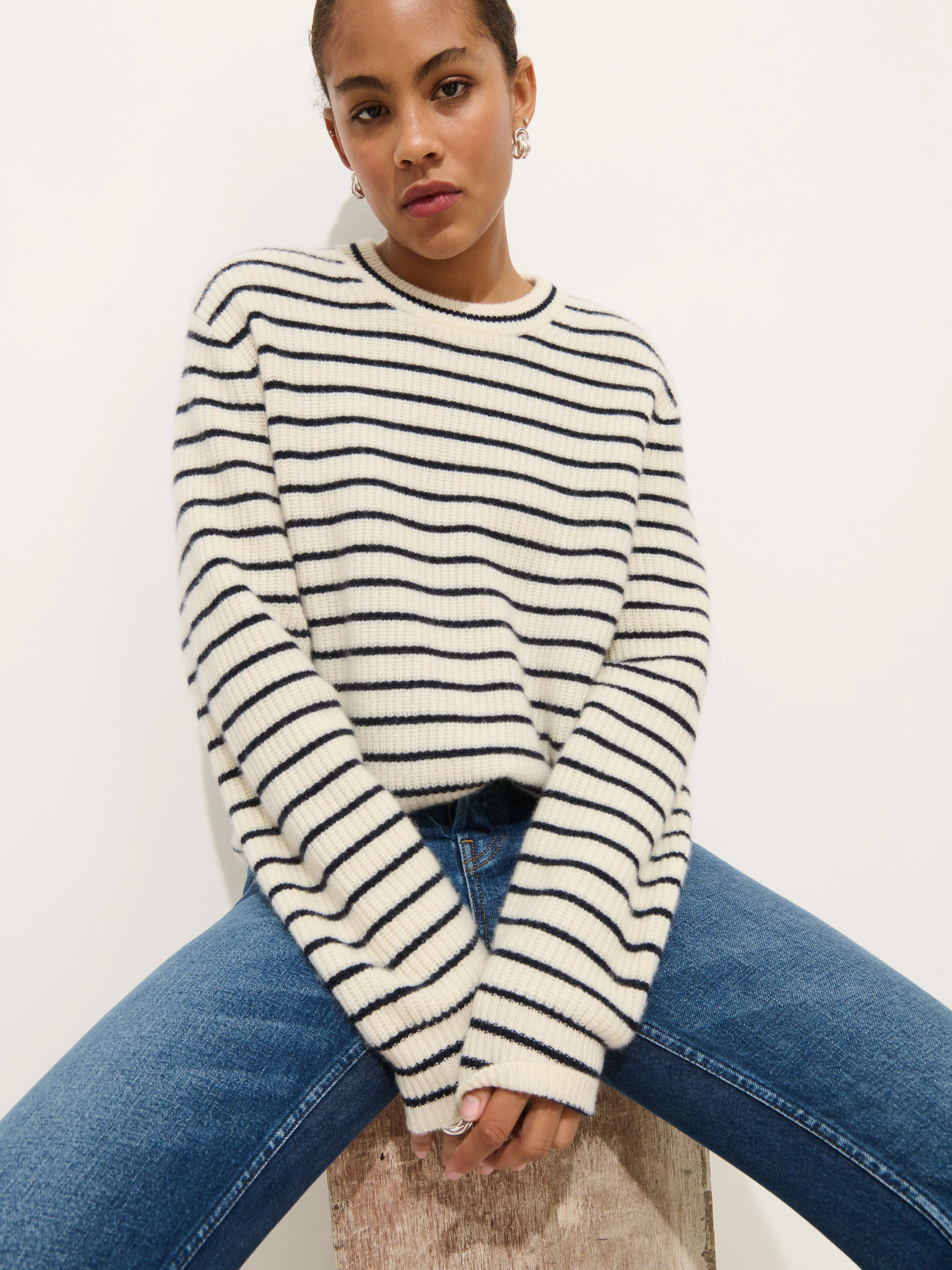 Jordan Striped Sweeter in Washed Cashmere - Image 12