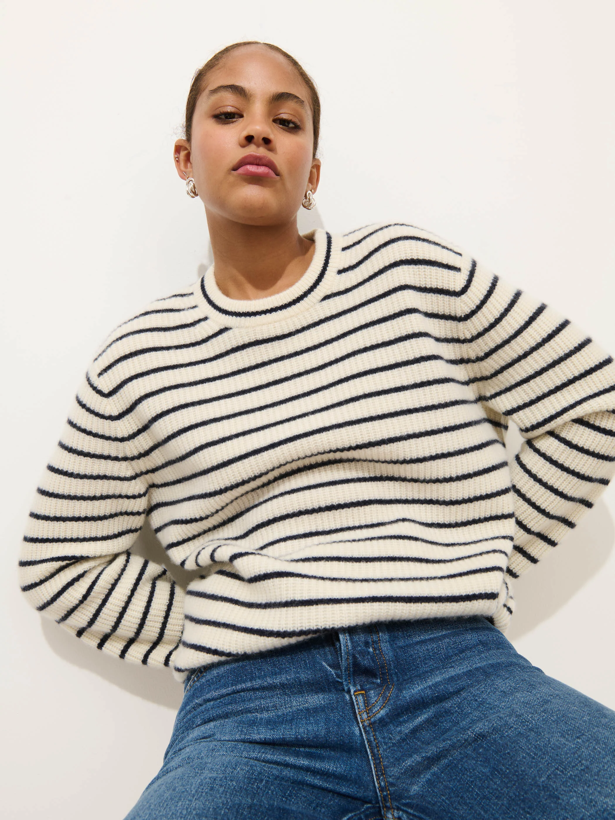 Jordan Striped Sweeter in Washed Cashmere - Image 13