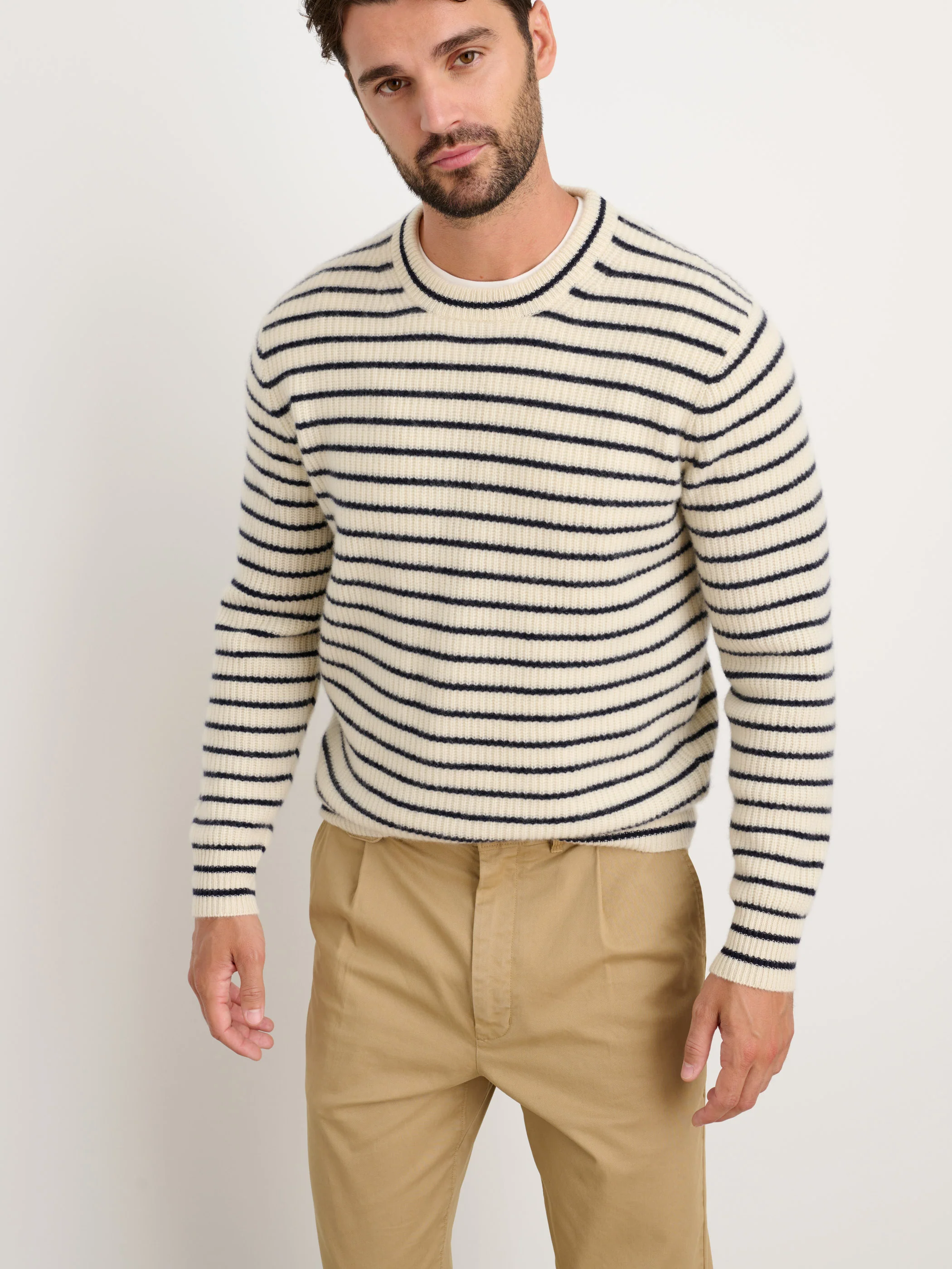 Jordan Striped Sweeter in Washed Cashmere - Image 6