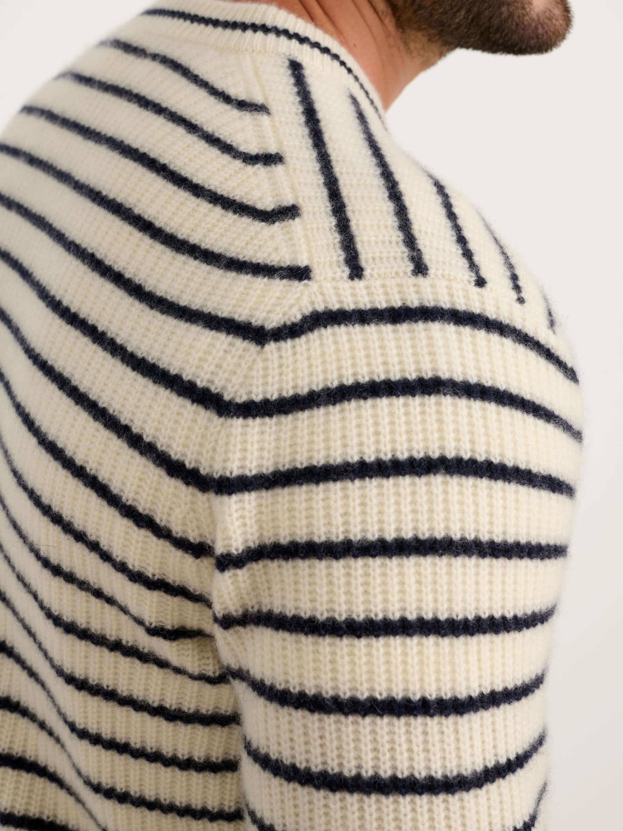 Jordan Striped Sweeter in Washed Cashmere - Image 8