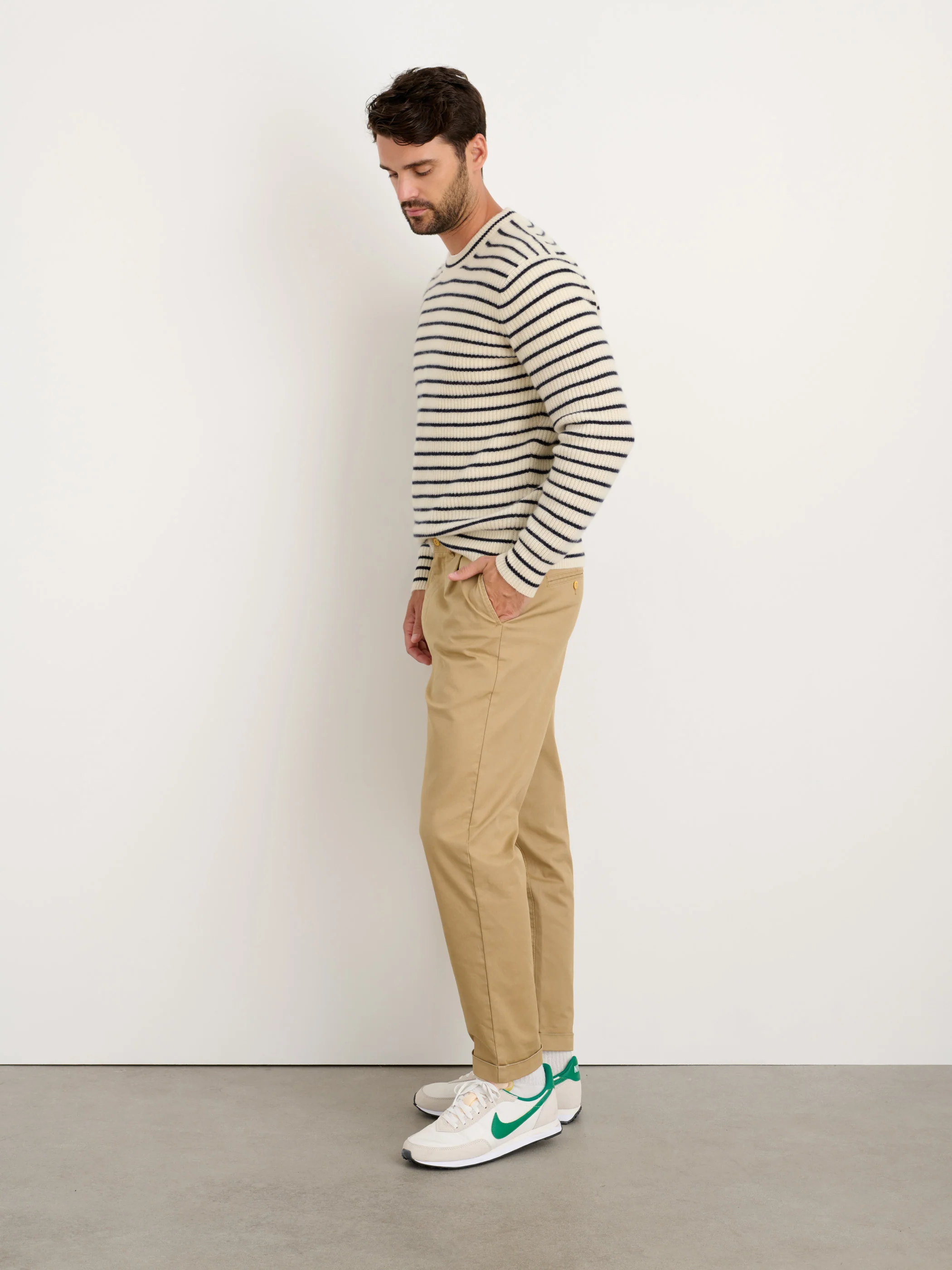 Jordan Striped Sweeter in Washed Cashmere - Image 9