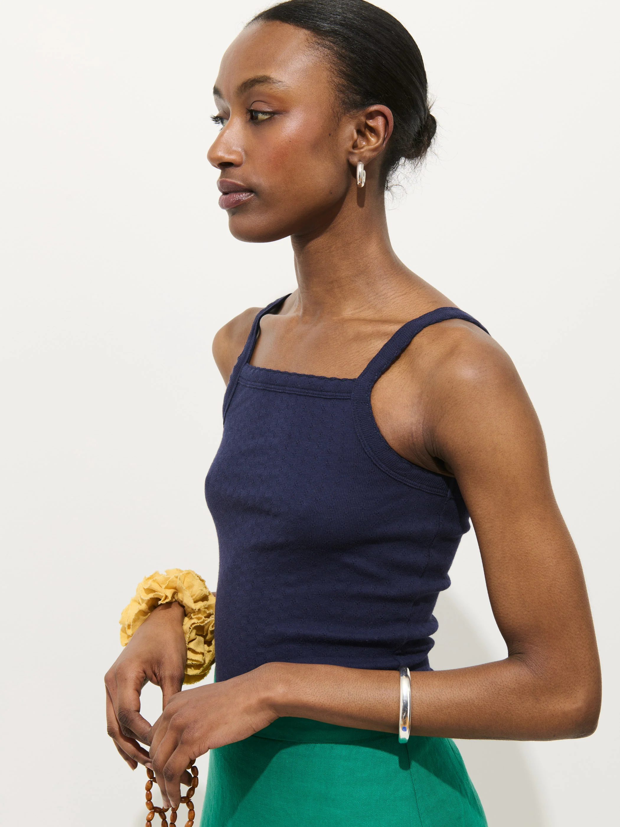 Lara Tank In Cotton Pointelle - Image 4