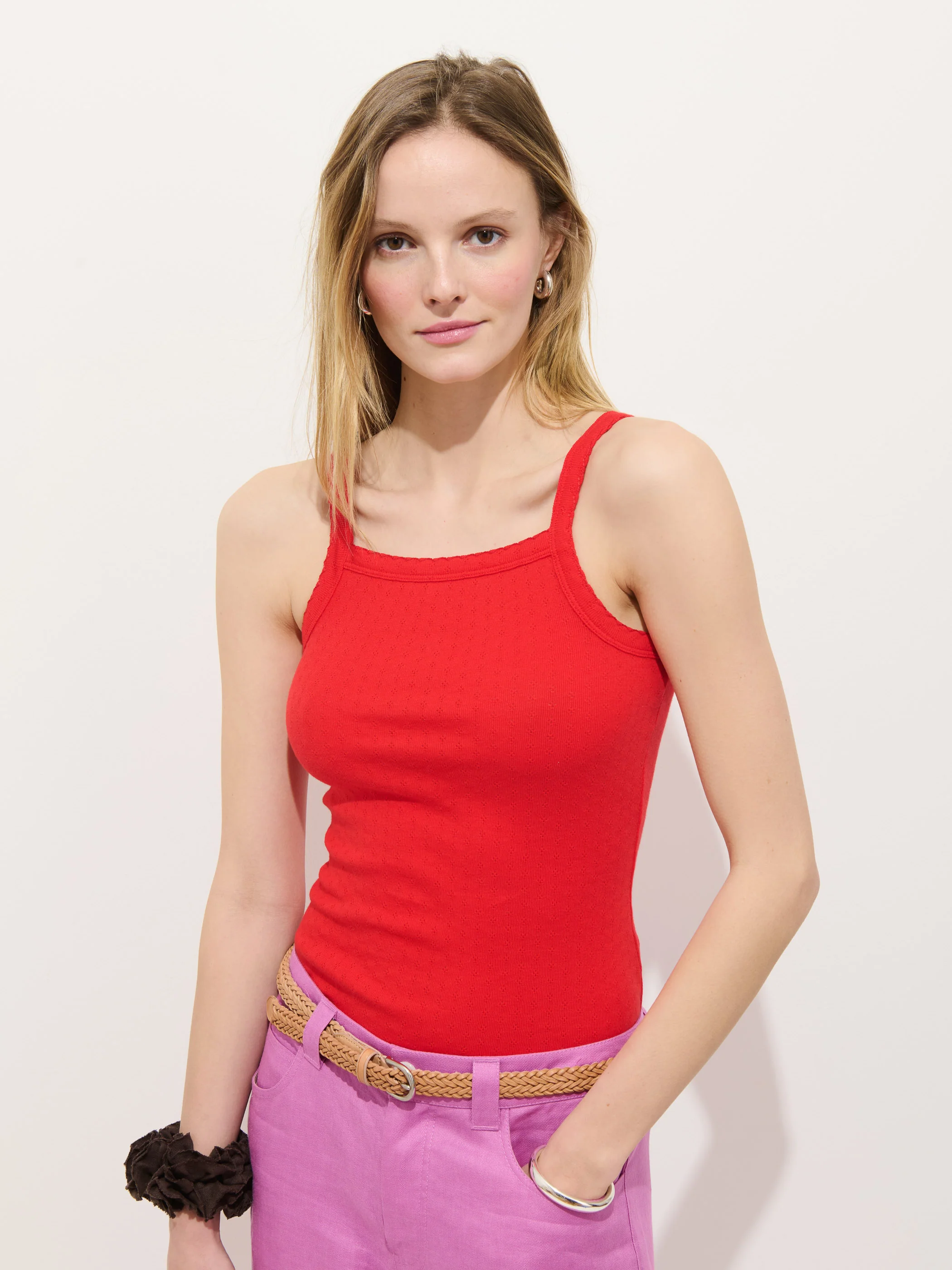 Lara Tank In Cotton Pointelle - Image 4