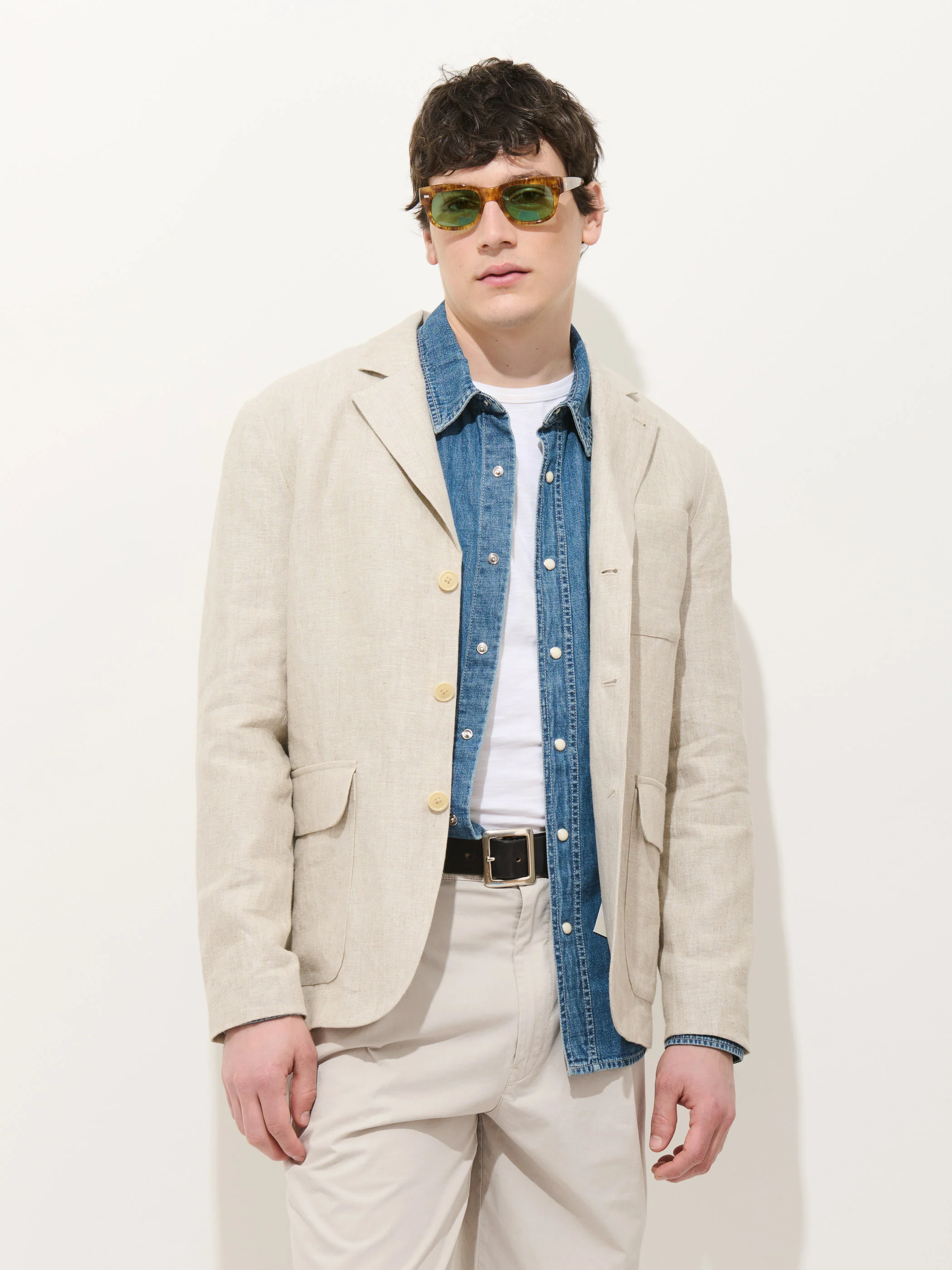 Mercer Linen Jacket In Flax - Image 14